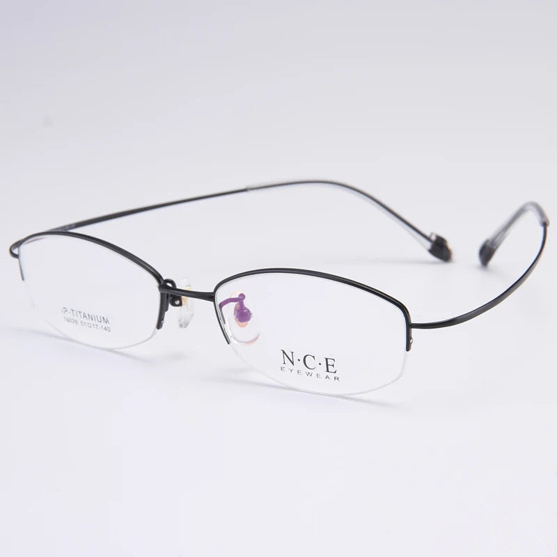 Bclear Women's Semi-Rimless Oval Square Titanium Eyeglasses Frame - Lightweight & Durable for Work, Reading & Fashion (Model 18026)