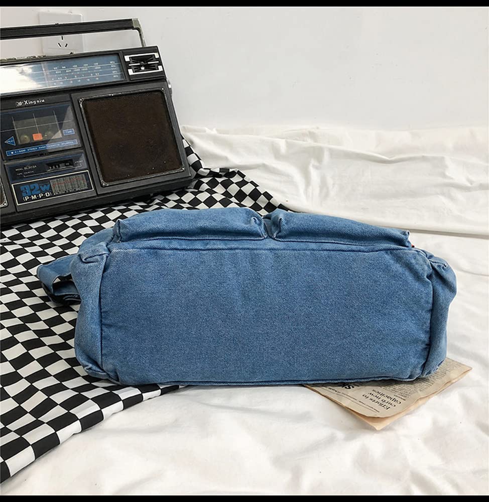 Stylish Single Color Denim Canvas Crossbody Shoulder Bag for Women - Perfect for Everyday Use, Travel & Casual Outings