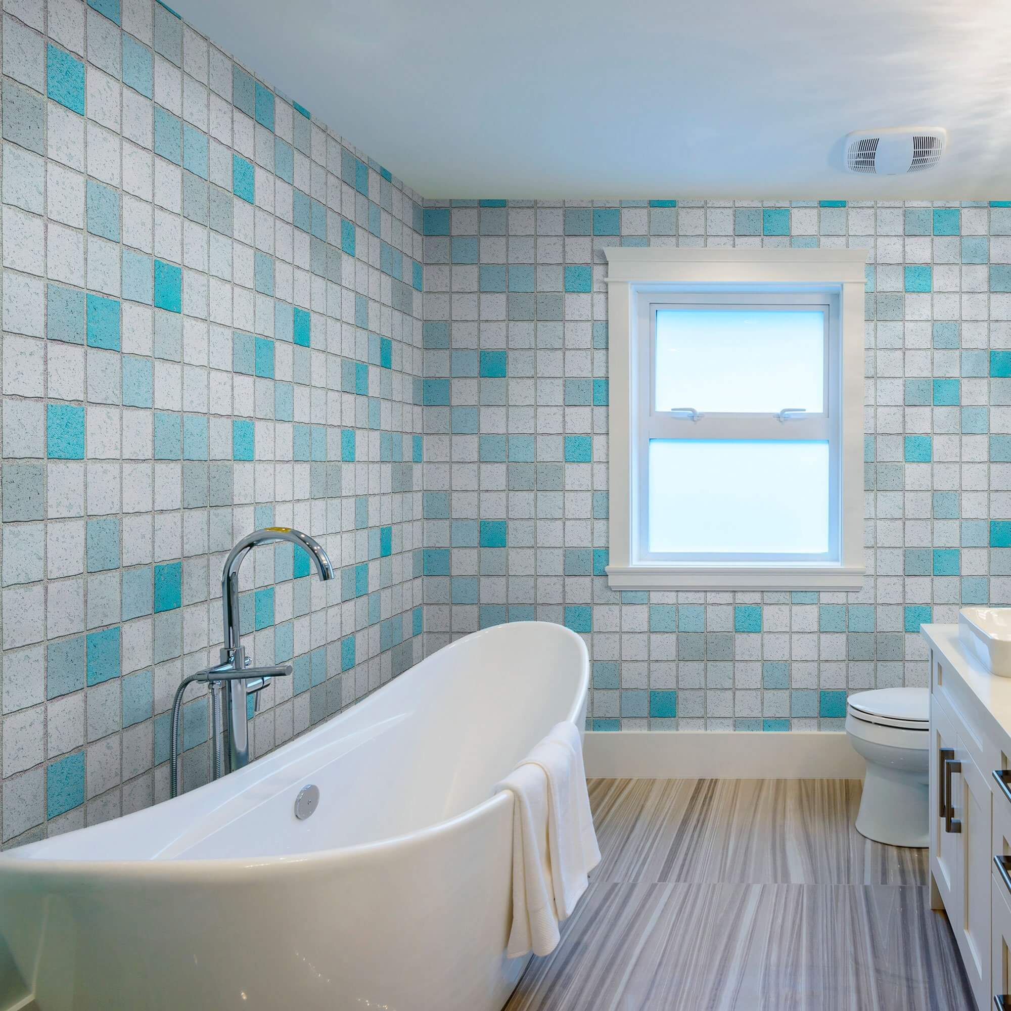 Blue and White Tile Peel and Stick Removable Wallpaper - Self-Adhesive Backsplash for Kitchen, Bathroom, and Home Decor