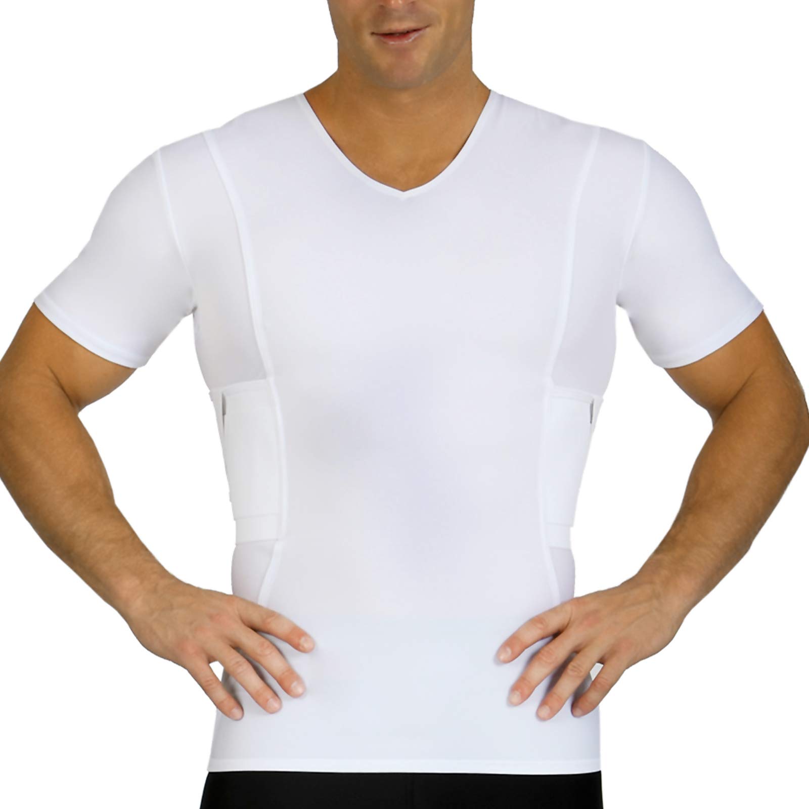 Concealment Compression V-Neck Shirt with Built-in Holster - Tactical Undershirt for CCW, Daily Training & Home Defense - Comfortable Base Layer for Men (MGV017) | Ideal for Gym, Outdoor Activities & Personal Protection
