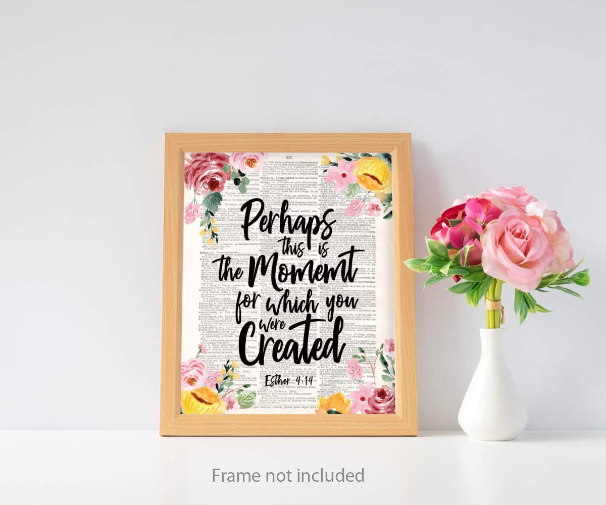 Esther 4:14 Christian Wall Art - Motivational Bible Verse Poster for Home & Office