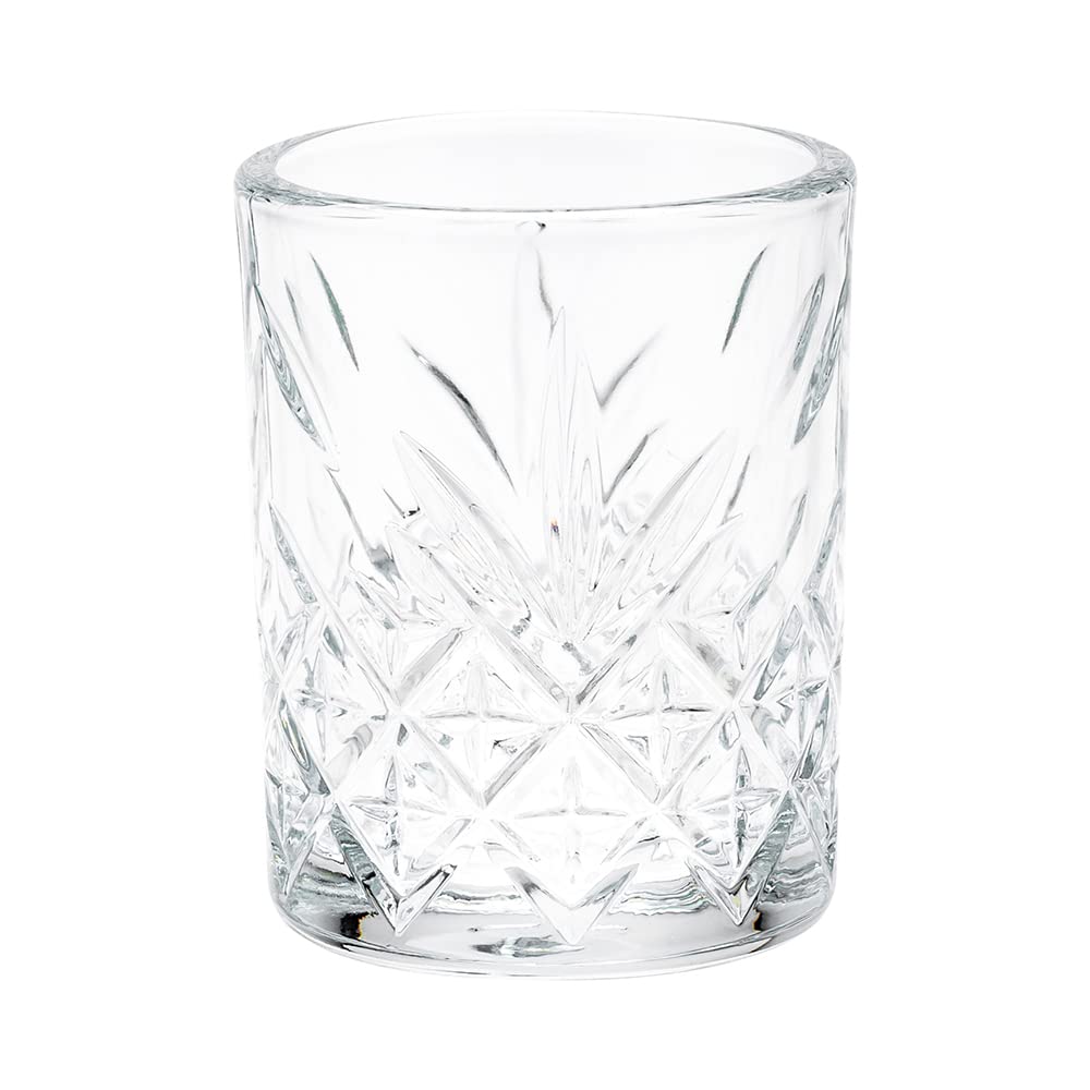 Restaurantware Timeless 2 Oz Shot Glasses Set of 60 - Vintage Etched Clear Glass, Dishwasher Safe & Chip Resistant, Lead-Free for Whiskey, Tequila, Vodka | Perfect for Bars, Parties & Home Entertaining