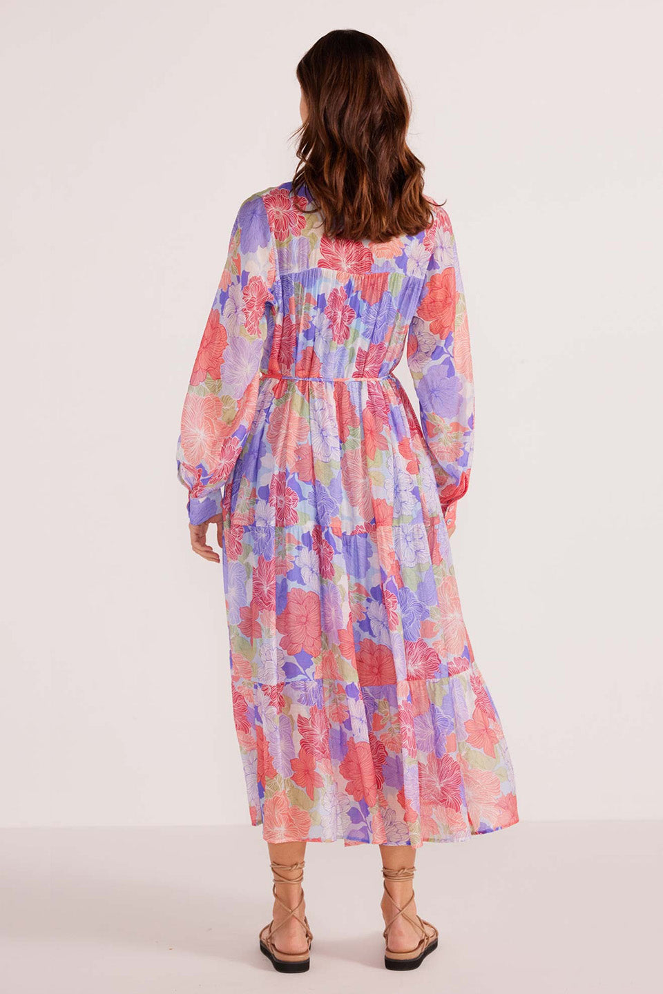Belle Blue Floral Print Button Down Midi Dress for Women | Spring Summer Casual Outfit | Perfect for Garden Parties, Brunch Dates & Office Wear