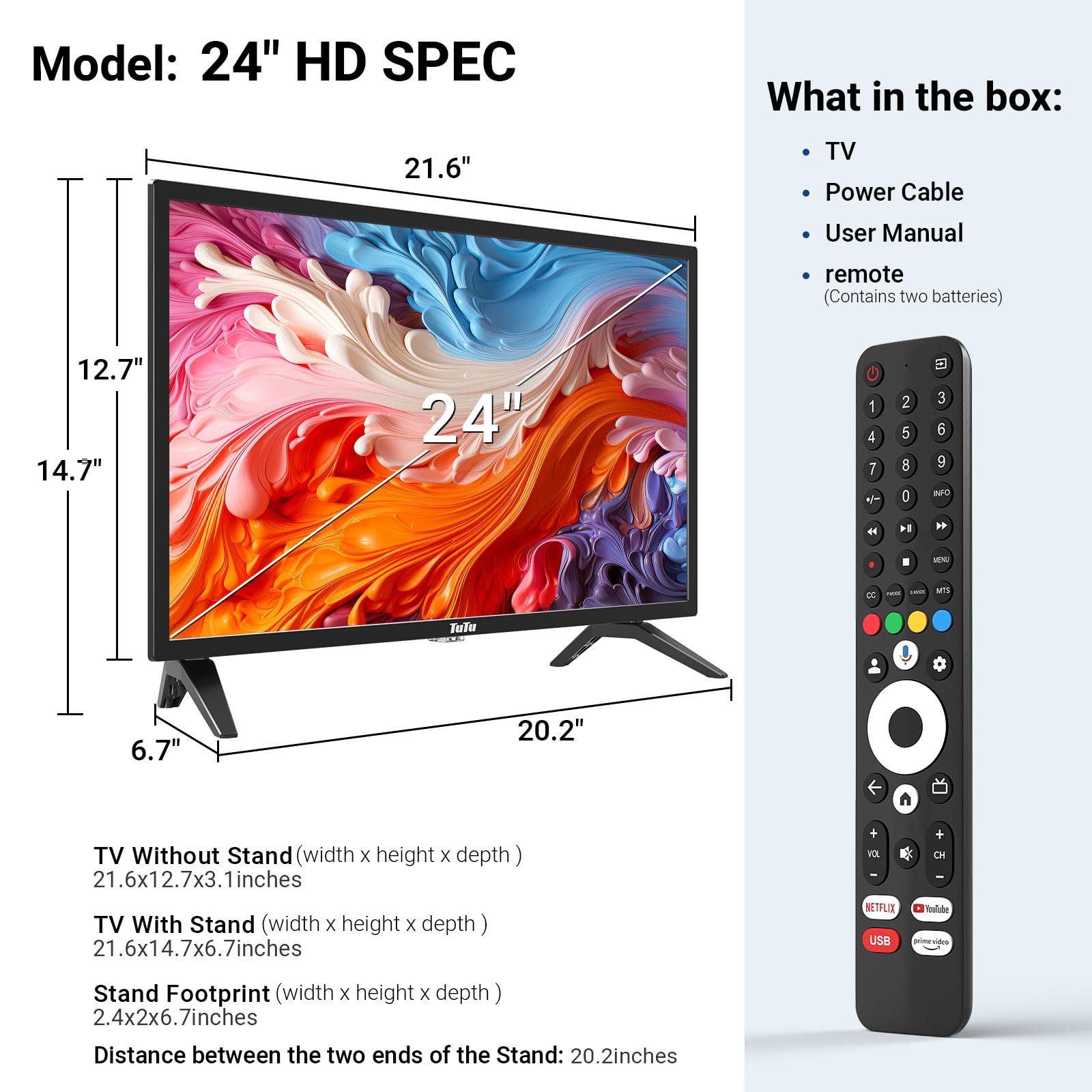 24 Inch 720P HD Smart TV with Google TV - Slim LED Smart TV/Monitor with HDMI, Dolby Audio & Voice Remote (2024 Model) for Streaming, Gaming & Home Entertainment - Perfect for Bedroom, Dorm, Kitchen & Small Spaces