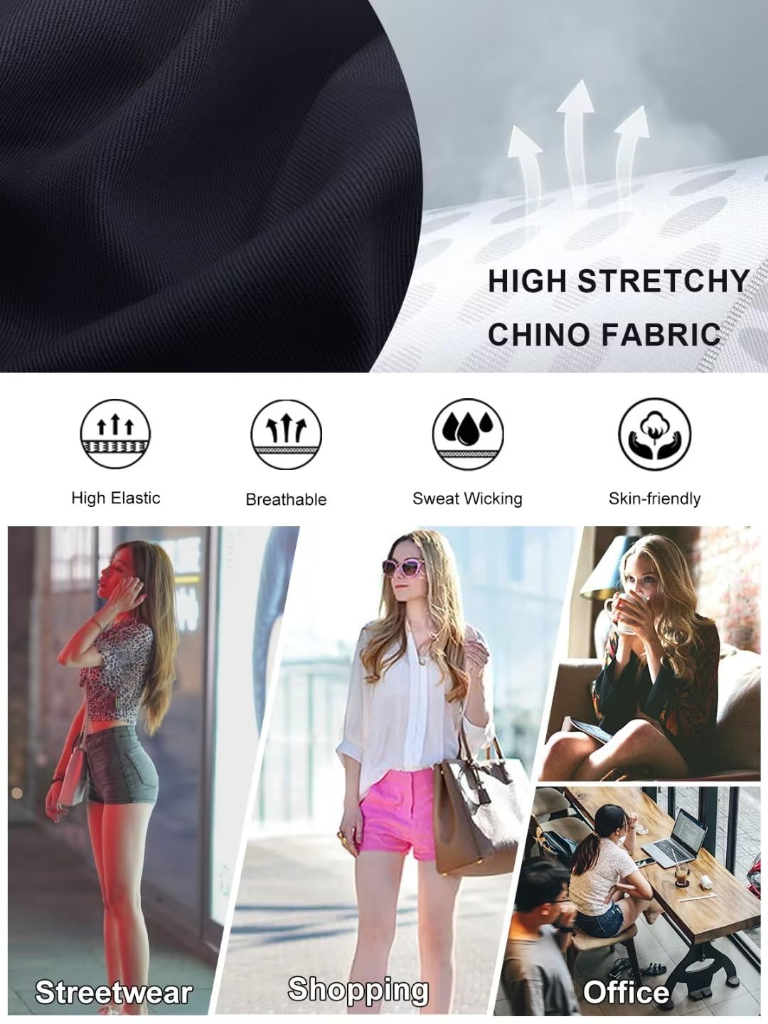 Women's Stretch Denim Shorts - Mid Rise Twill Jean Shorts with Pockets for Juniors | Comfortable & Stylish for Club Nights, Summer Outfits, and Casual Wear