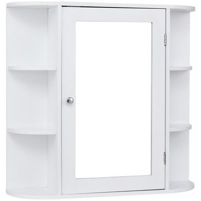 Wall Mounted Bathroom Storage Cabinet - White Mirrored Organizer for Makeup, Toiletries & Essentials | Space-Saving Vanity Mirror with Shelves