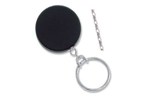 Heavy-duty Black & Chrome Badge Reel with Metal Chain Cord, Belt Clip & NPS Split Ring - 100 Pack for ID Badges, Keys & Security Accessories (Office, Hospital, Warehouse Use)