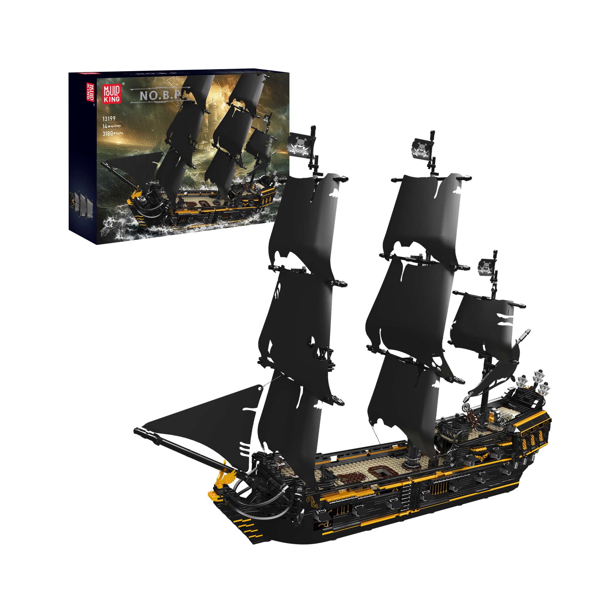 Mould King 13199 Black Pirates Ship Model Building Set - 3,180 Pieces STEM Toy for Adults & Kids | Perfect for Creative Play, Home Decoration & Collector's Display