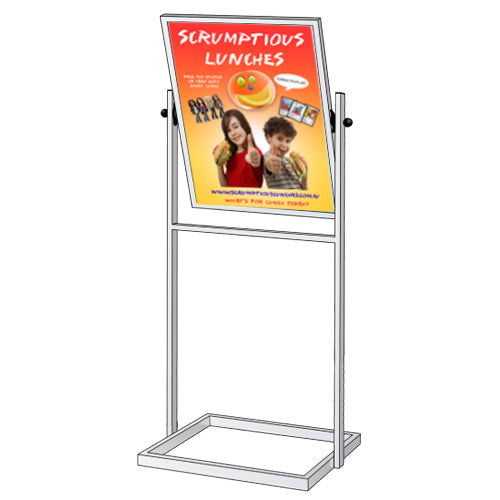 1 Tier Tilted Sign Holder Floor Poster Stand for 22x28 Posters - Heavy Duty A-Frame Display for Retail, Restaurants & Events - Indoor/Outdoor Advertising Solution
