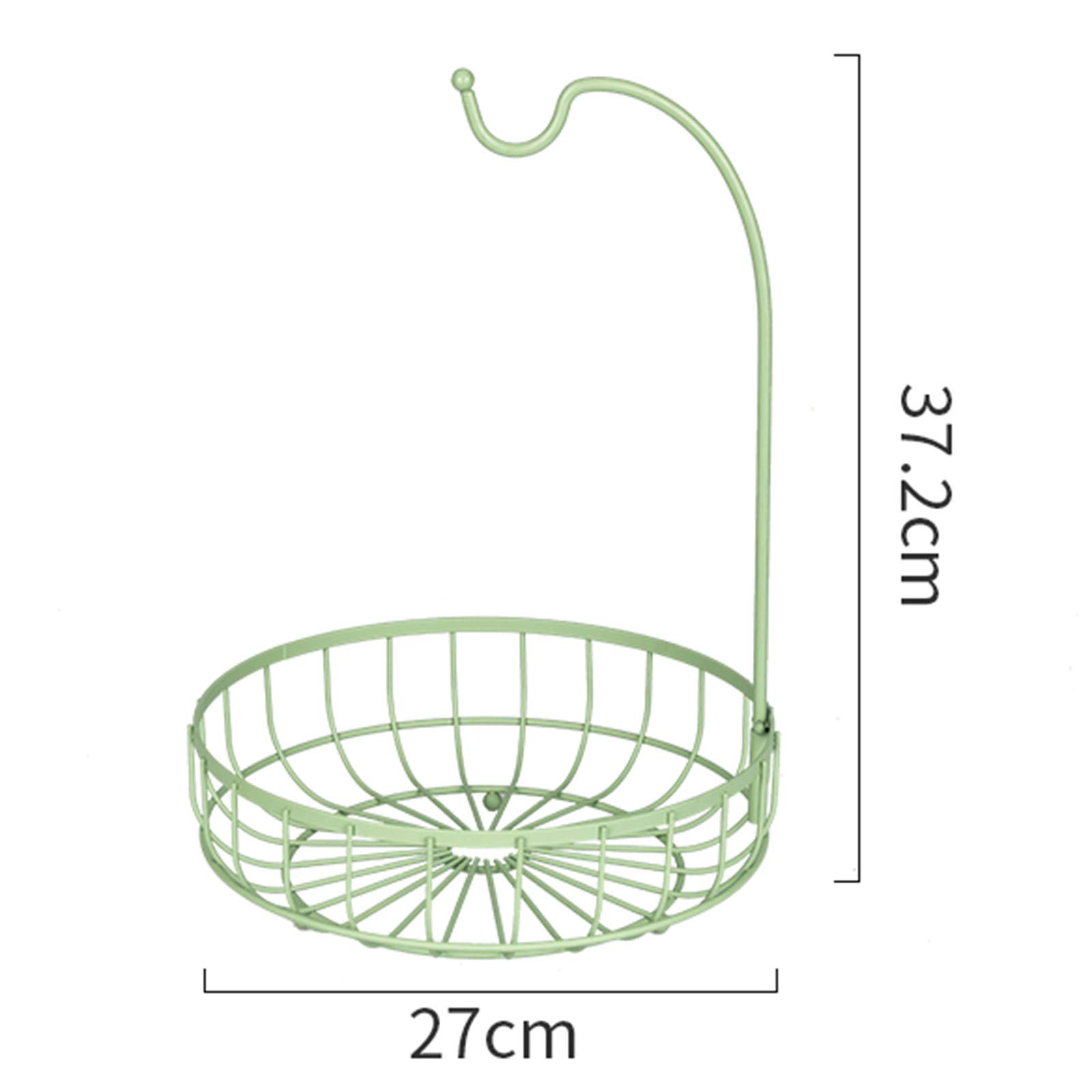 2-Tier Green Detachable Fruit Bowl with Banana Hanger - Multi-Purpose Kitchen Counter Organizer for Bananas, Bread, Vegetables - Perfect for Small Spaces & Healthy Snacking