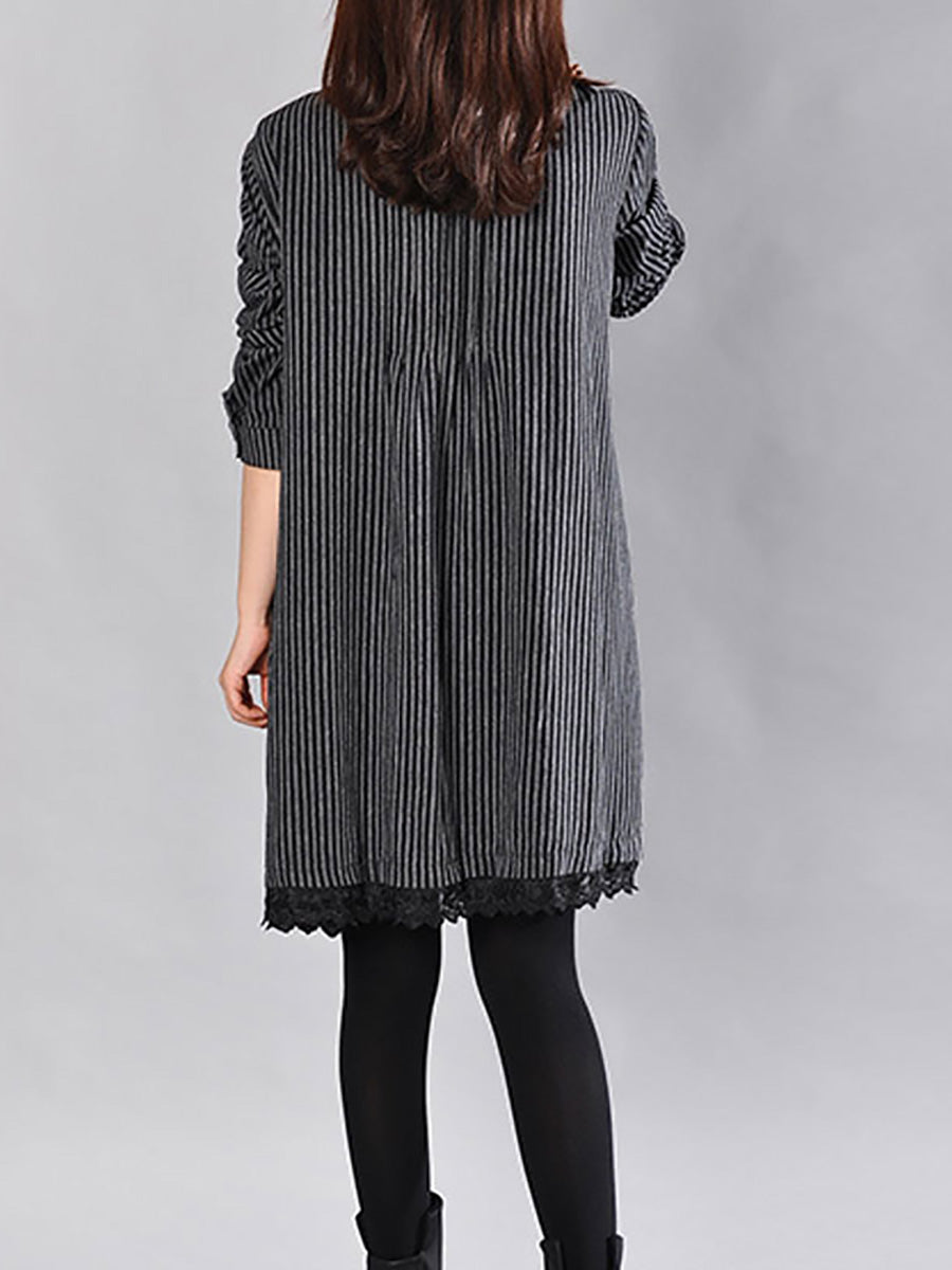 Plus Size Loose Cotton Linen Dress with Floral Print & Lace Hem - Comfortable Summer Maxi Dress for Women, Perfect for Beach Vacations & Casual Outings