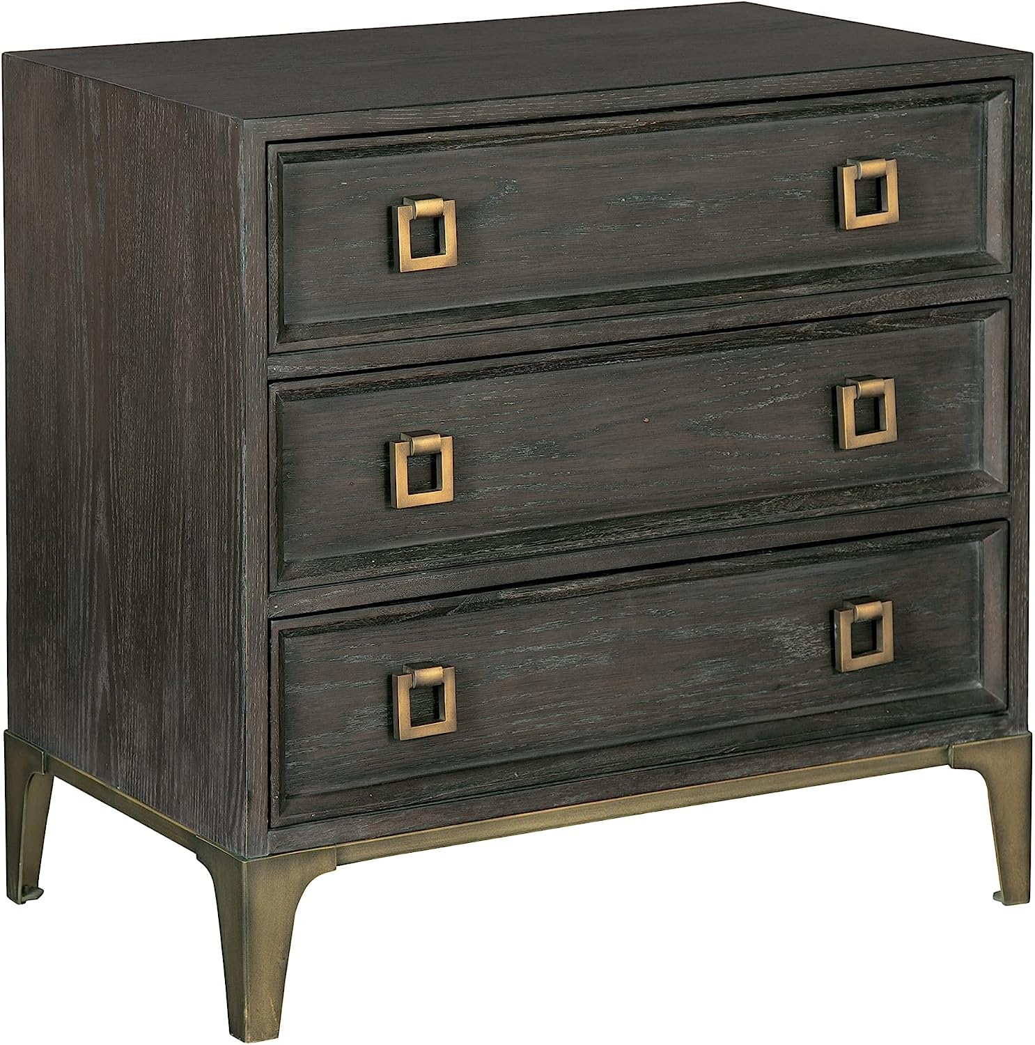 Hekman Edgewater Triple Night Stand with 3 Drawers - Oak Veneer & Mindi Wood, Antique Brass Hardware - Modern Bedroom Furniture for Master Bedroom, Guest Room, or Apartment (23863)