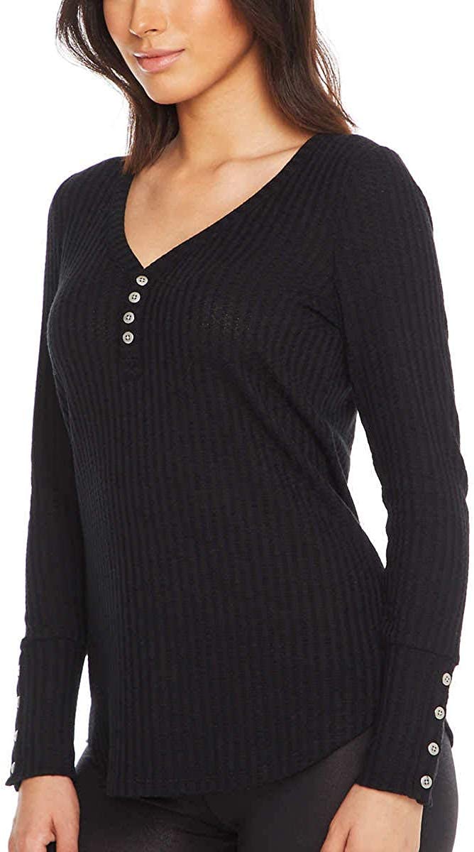 CHASER Women's Long Sleeve Waffle Knit Thermal Tunic Sweater Top - Cozy Winter Layering for Casual Outfits & Outdoor Activities
