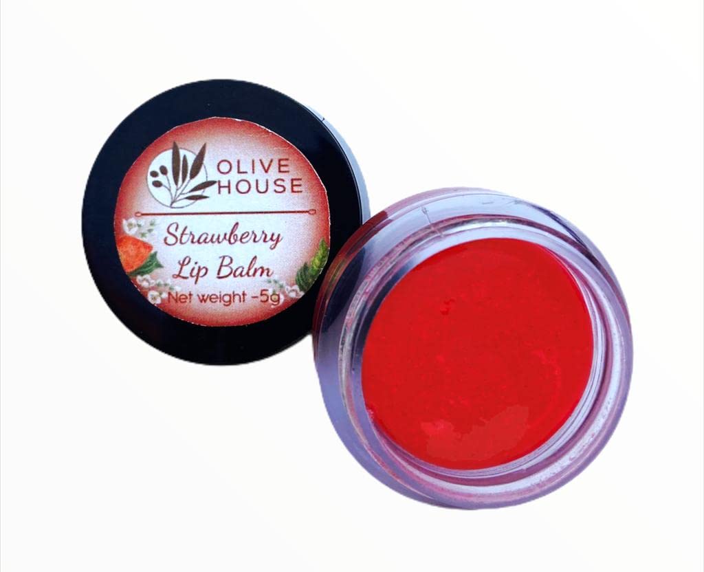 Olive House Strawberry Lip Balm - 5g Natural Moisturizing Lip Care for Dry & Chapped Lips - Perfect for Winter, Outdoor Activities & Daily Hydration