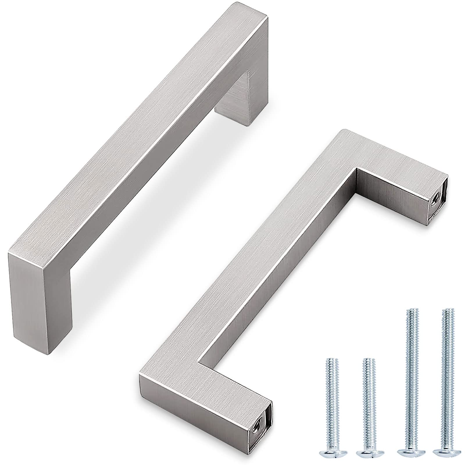 40 Pack Brushed Nickel Cabinet Handles - 3-3/4 Inch Hole Center Modern Drawer Pulls for Kitchen, Bathroom, Vanity & Wardrobe - Durable Furniture Hardware for Home Renovation & DIY Projects