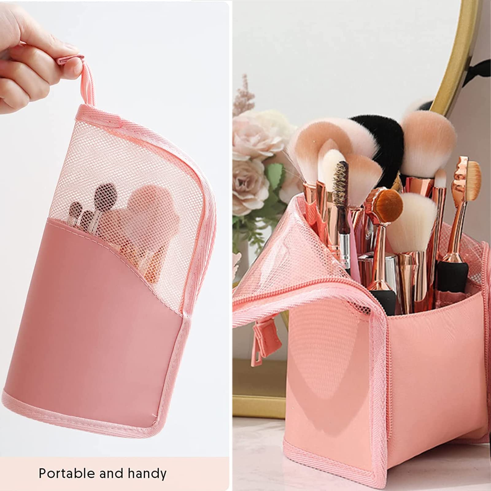 Waterproof Travel Makeup Brush Holder Bag for Women & Girls - Portable Cosmetic Brush Organizer for On-the-Go Beauty Essentials | Perfect for Air Travel, Gym, Vacation & Daily Makeup Storage