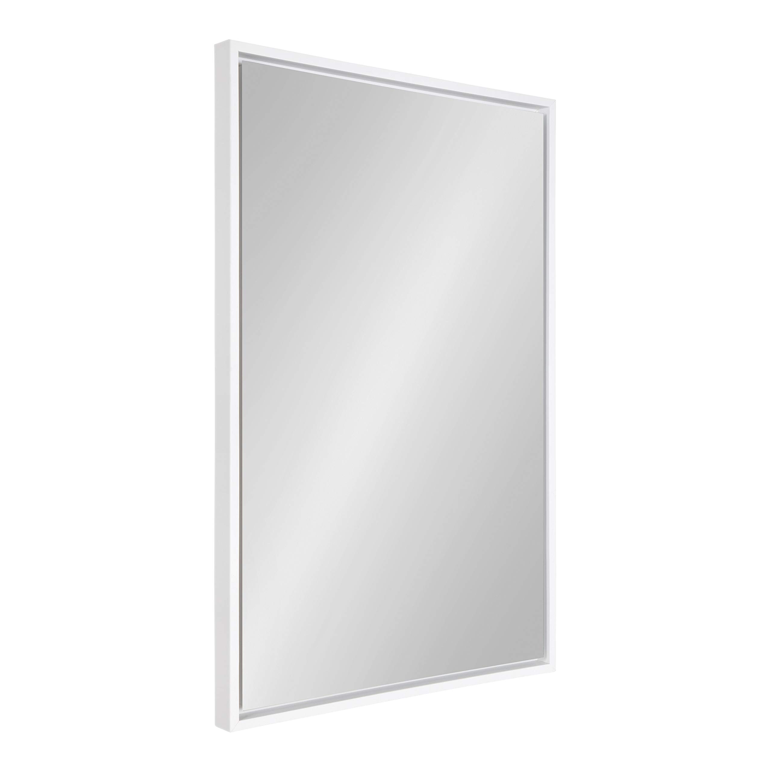 Kate & Laurel Evans Modern Floating Wall Mirror - 24x36 Inches, White Frame - Contemporary Chic Accent Mirror for Living Room, Bedroom & Entryway Decor