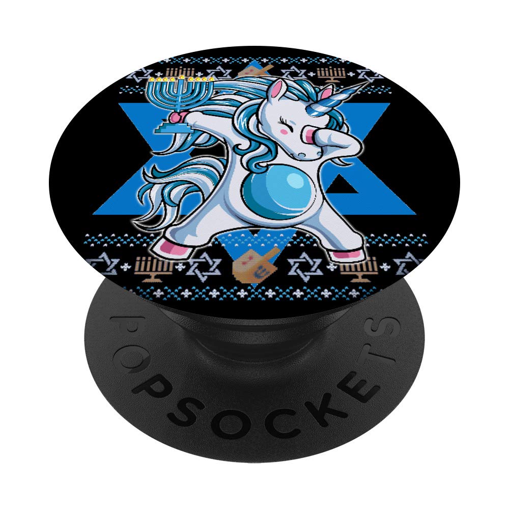 Jewnicorn Jewish Unicorn Hanukkah Pajama Girl PopSockets - Phone Grip & Stand for iPhone, Samsung, Tablets - Perfect for Hanukkah Gifts & Jewish Holiday Celebrations