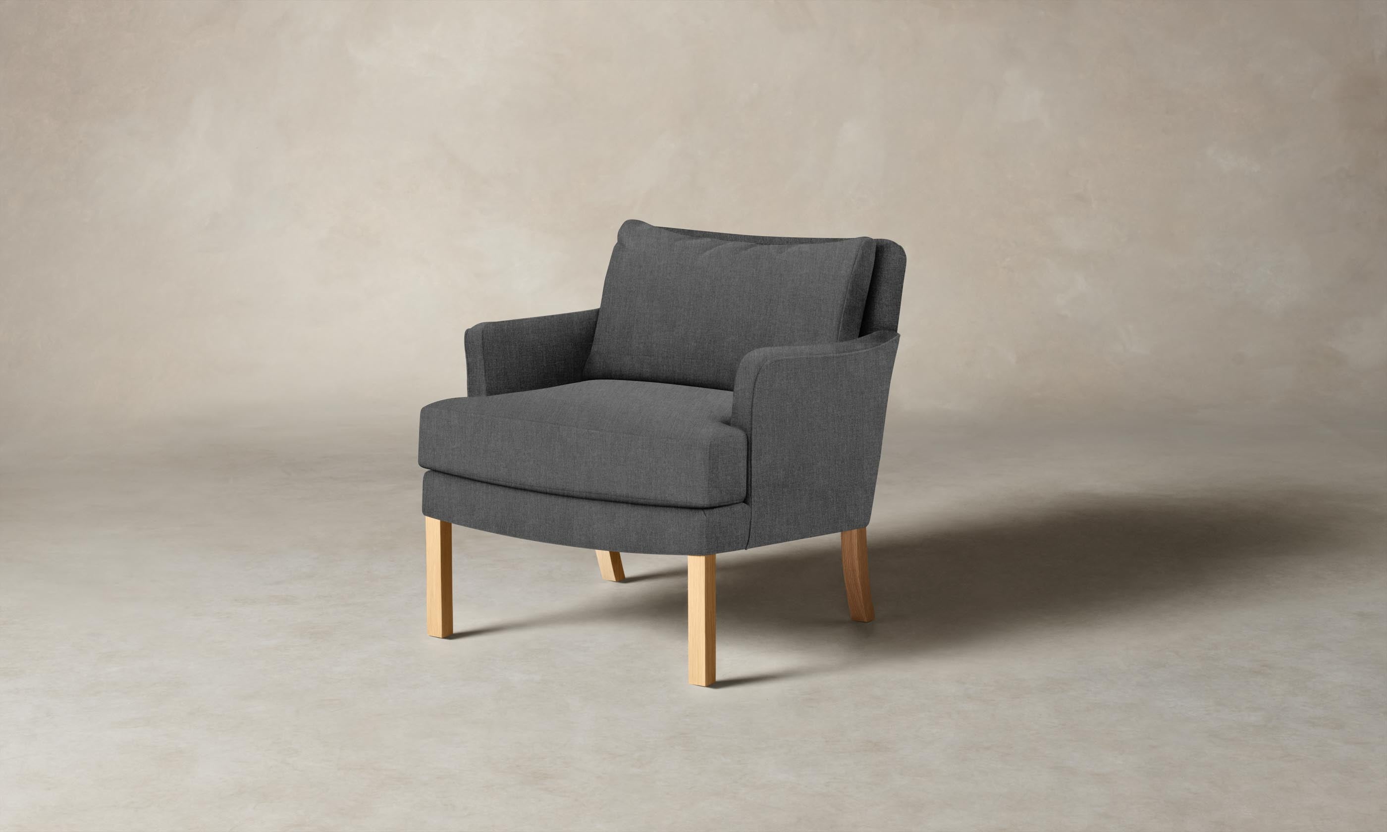 Kaye Chair - Performance Tweed Smoke Upholstered Accent Chair for Living Room, Office & Lounge - Modern Mid-Century Design with Comfortable Seating