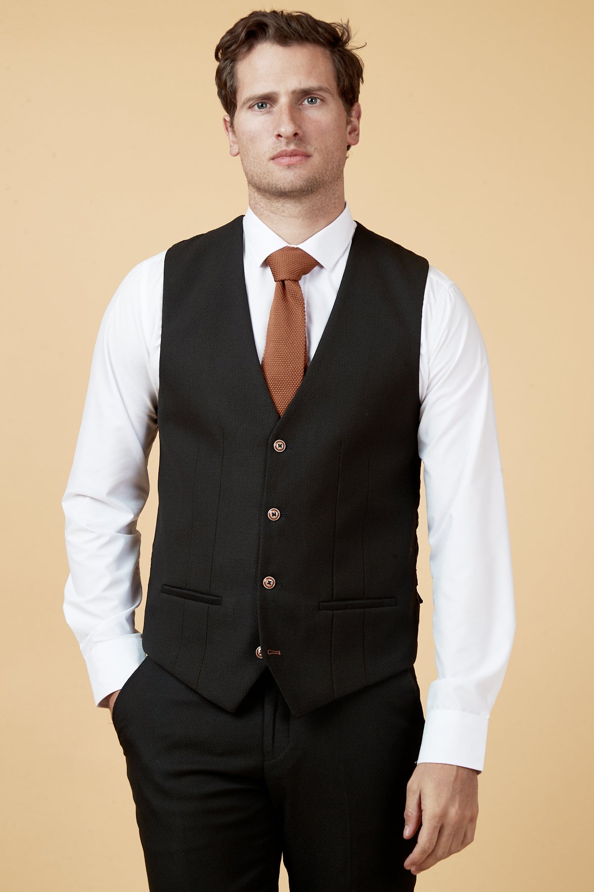 MAX Black Single Breasted Waistcoat for Men - Slim Fit Formal Vest for Suits, Weddings & Business Attire - Perfect for Office, Cocktail Parties & Special Occasions