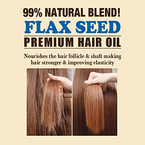 Difeel Premium Natural Flax Seed Hair Oil 75ml - Strengthening & Moisturizing Treatment for Dry, Damaged Hair - Perfect for Daily Hair Care & Scalp Massage