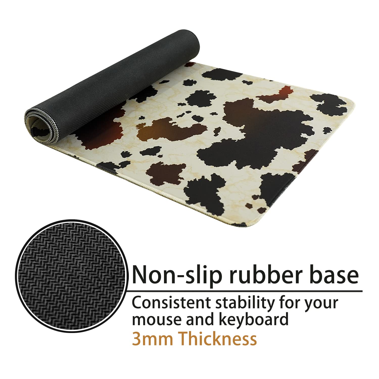 Cow Print Mouse Pad XL - Large Extended Gaming Mouse Pad for Desk (31.5