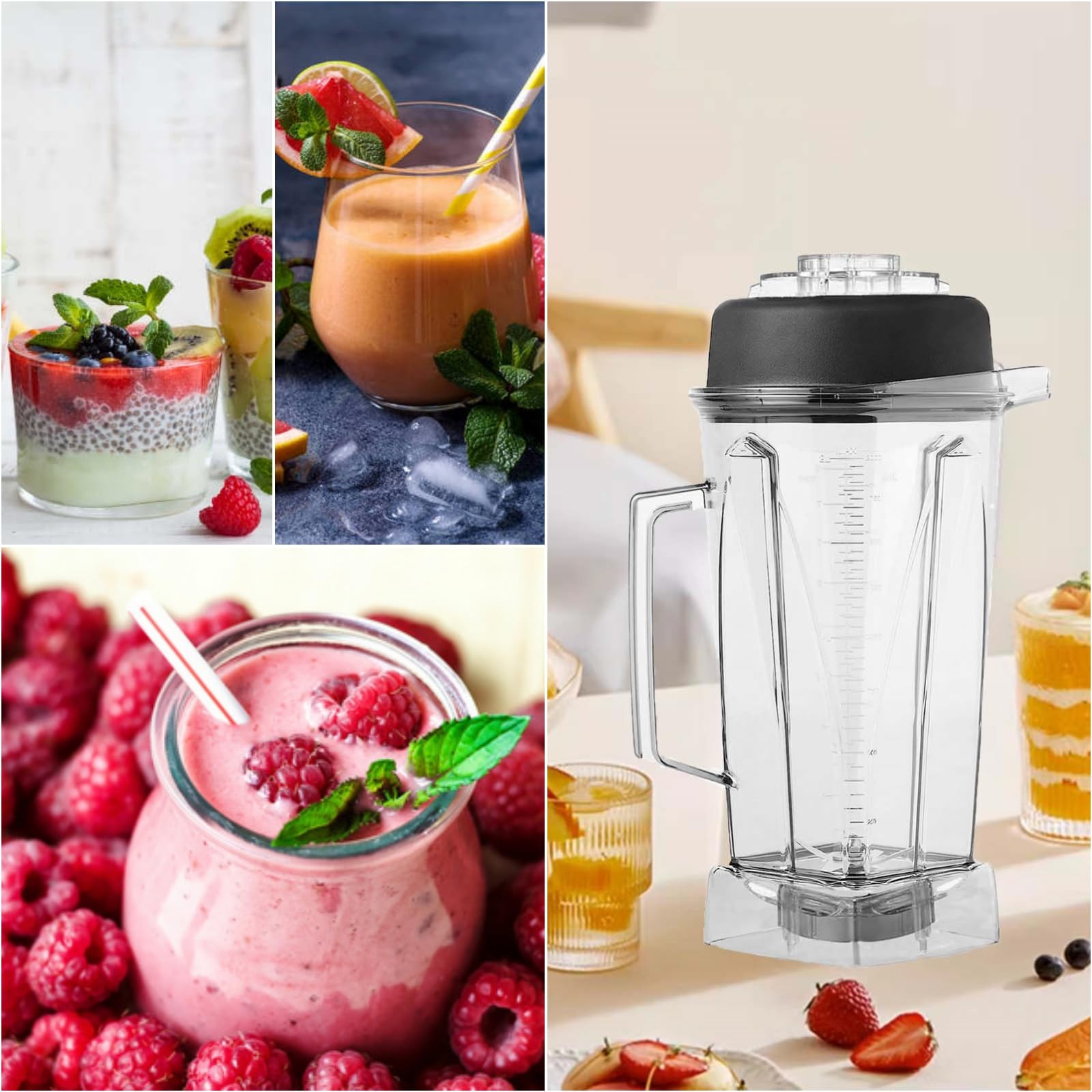 64 OZ Vitamix Blender Pitcher Replacement - Compatible with Vitamix 5200, 5000 & C-Series - Includes BPA-Free Container, Stainless Steel Blade & Leakproof Lid - Perfect for Smoothies, Soups & Nut Butters