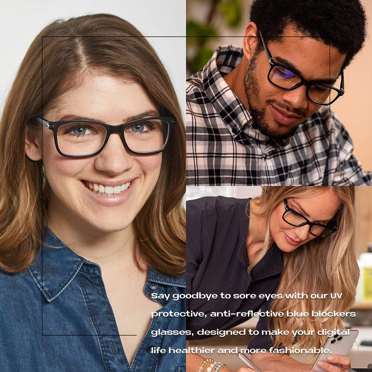 BOGO Readerest Blue Light Blocking Reading Glasses - Zero Magnification Computer Eyeglasses with Anti-Glare & UV Protection - Light Blue Thin Reflective Lens for Men & Women - Reduce Eye Strain for Office Work, Gaming & Screen Time