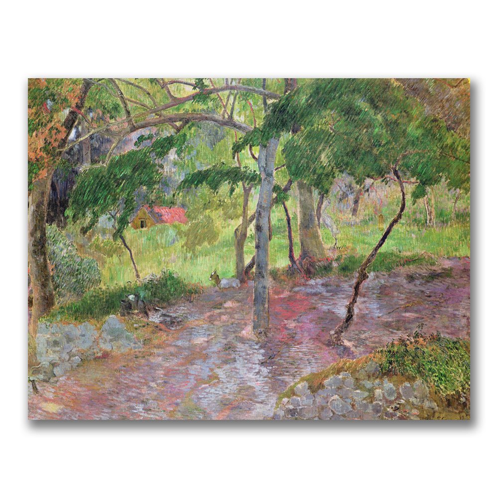 Camille Pissarro 'In The Garden' Canvas Art Print - 18x24 Inch Wall Decor - Vintage French Impressionist Painting for Living Room, Bedroom & Office Decor