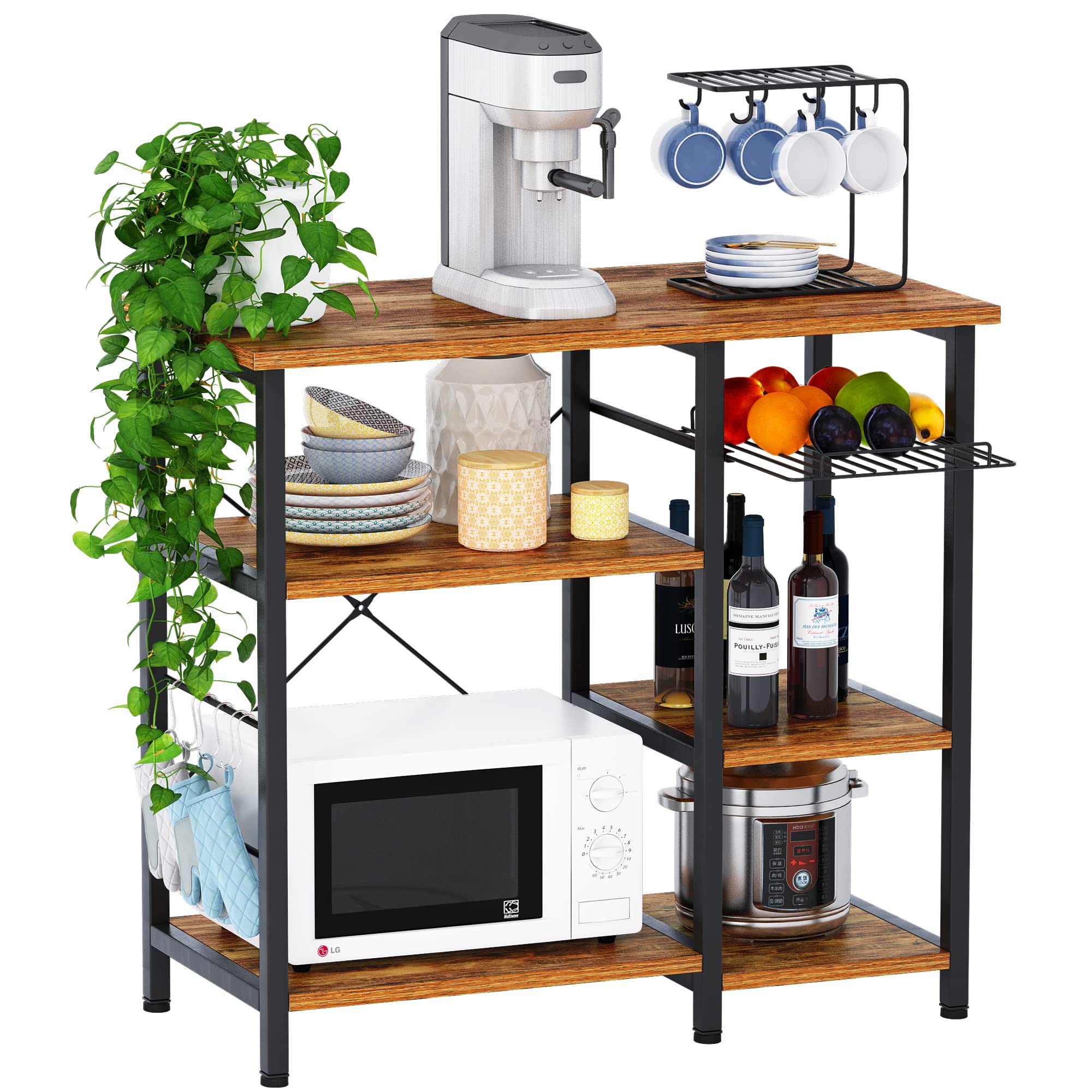 Vintage 3-Tier Kitchen Baker's Rack with Microwave Stand | Utility Storage Shelf for Spice Organization | Perfect for Small Kitchens, Pantry Storage & Baking Workstations | Mr. IRONSTONE Durable Metal Shelf