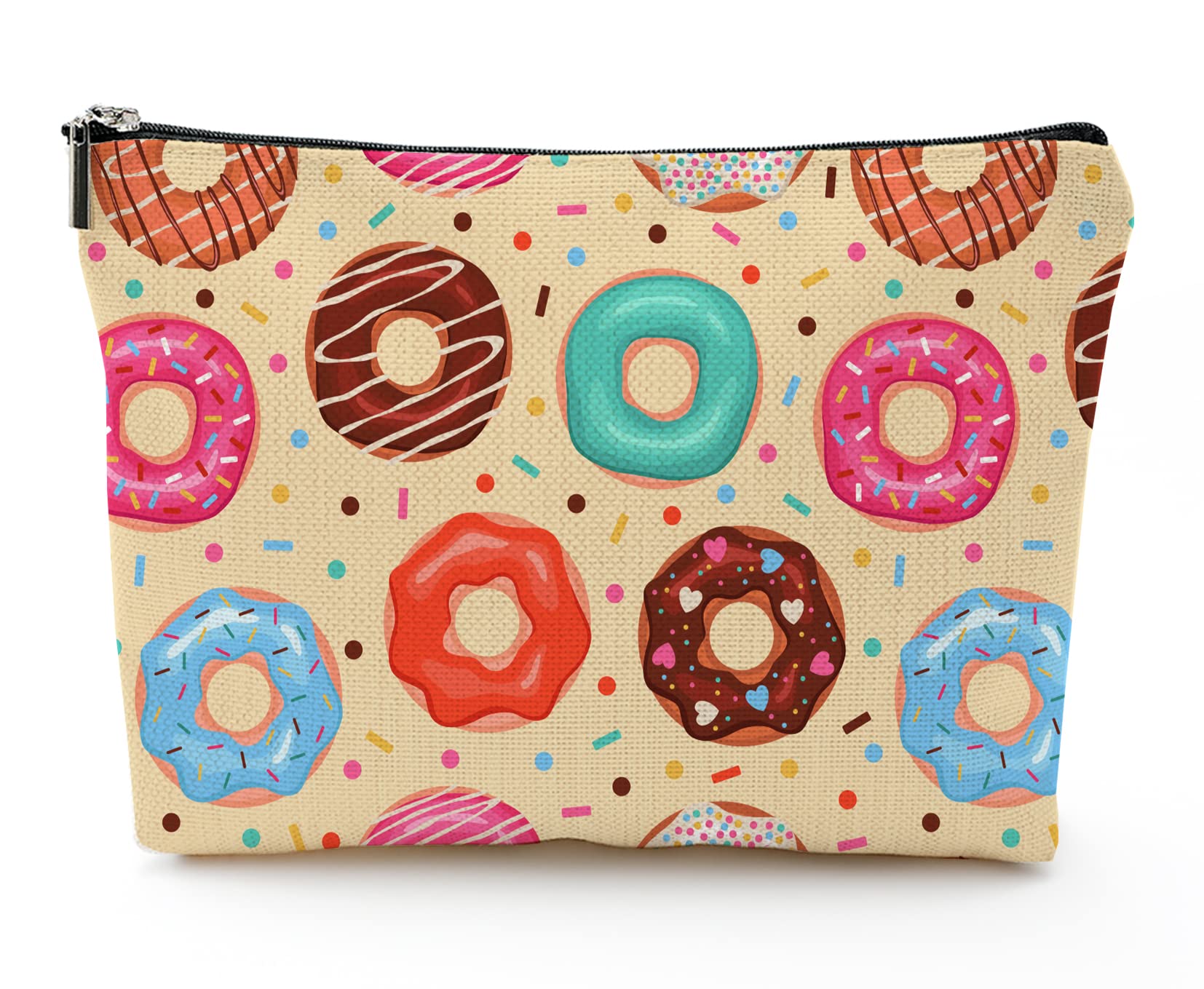 Large Travel Makeup Bag for Women - Waterproof Cosmetic Organizer with Zipper Pouch, 7x10 Inch Toiletry Bag for Makeup Brushes & Skincare (Cute Donut Design) - Perfect for Vacation, Gym & Daily Use