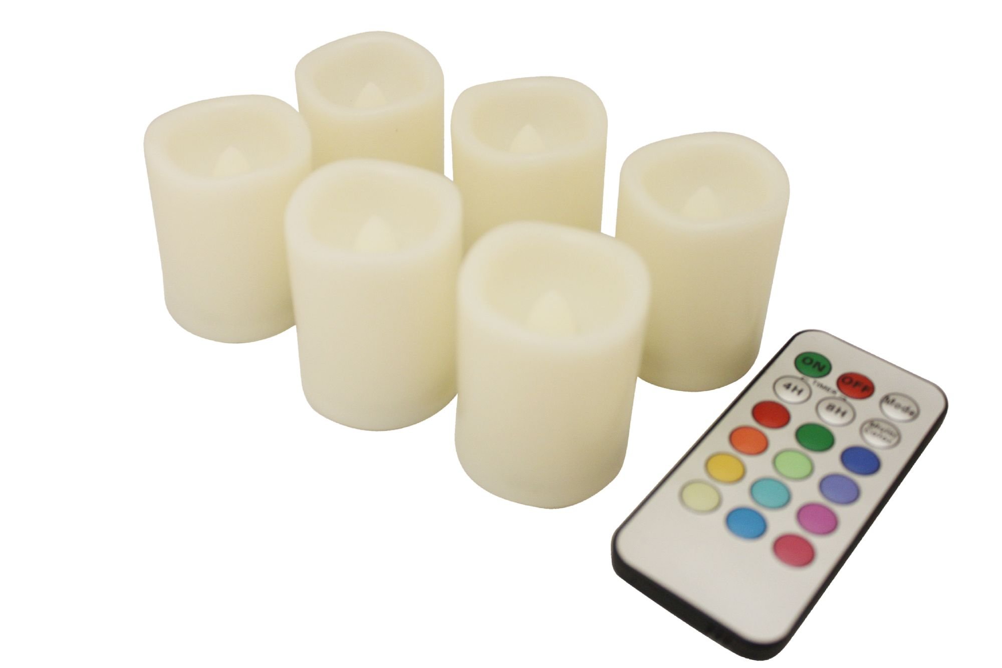 EcoGecko Set of 6 Remote Control Color Changing LED Votive Candles - Indoor/Outdoor Battery Operated Flameless Candles with Timer (Batteries Included) - Perfect for Weddings, Parties, Home Decor & Romantic Ambiance