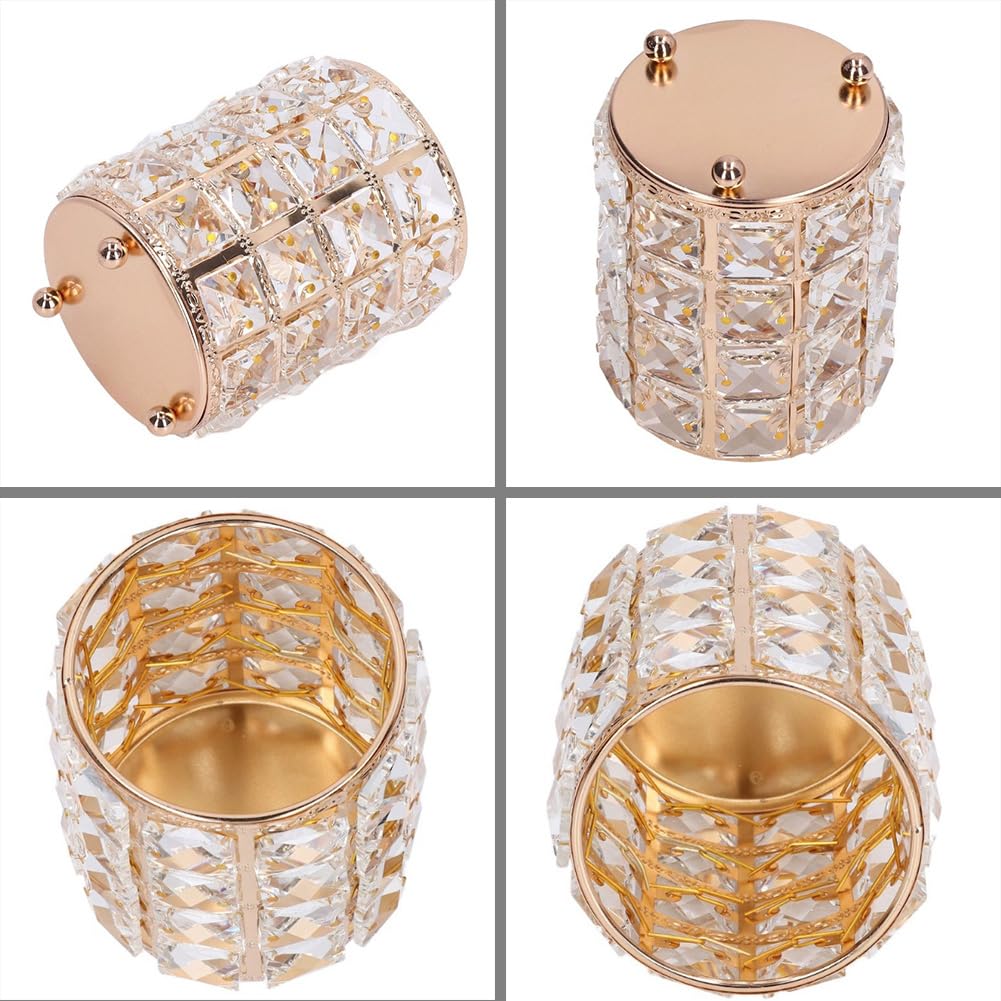 AKOAK 1 Pack Crystal Makeup Brush Holder - Gold Cosmetic Organizer for Eyebrow Pencils, Lipsticks & Makeup Tools | Perfect for Dressing Table, Bedroom, Office & Travel Storage