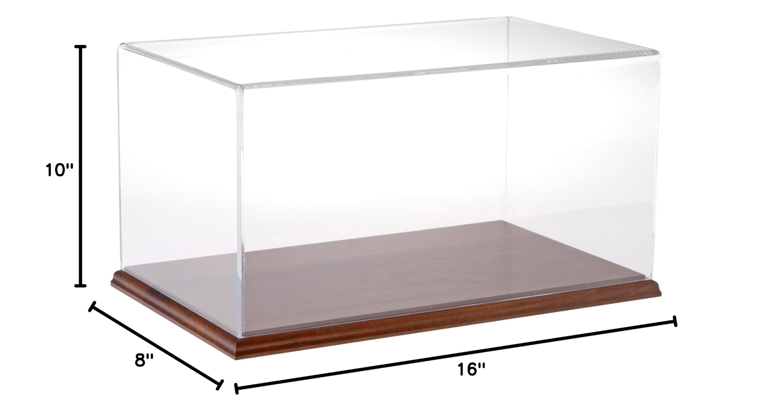 16x10x8 Inch Clear Acrylic Display Case with Hardwood Base - Premium Showcase for Collectibles, Jewelry & Retail Merchandise - Perfect for Store Displays, Home Decor & Gift Packaging