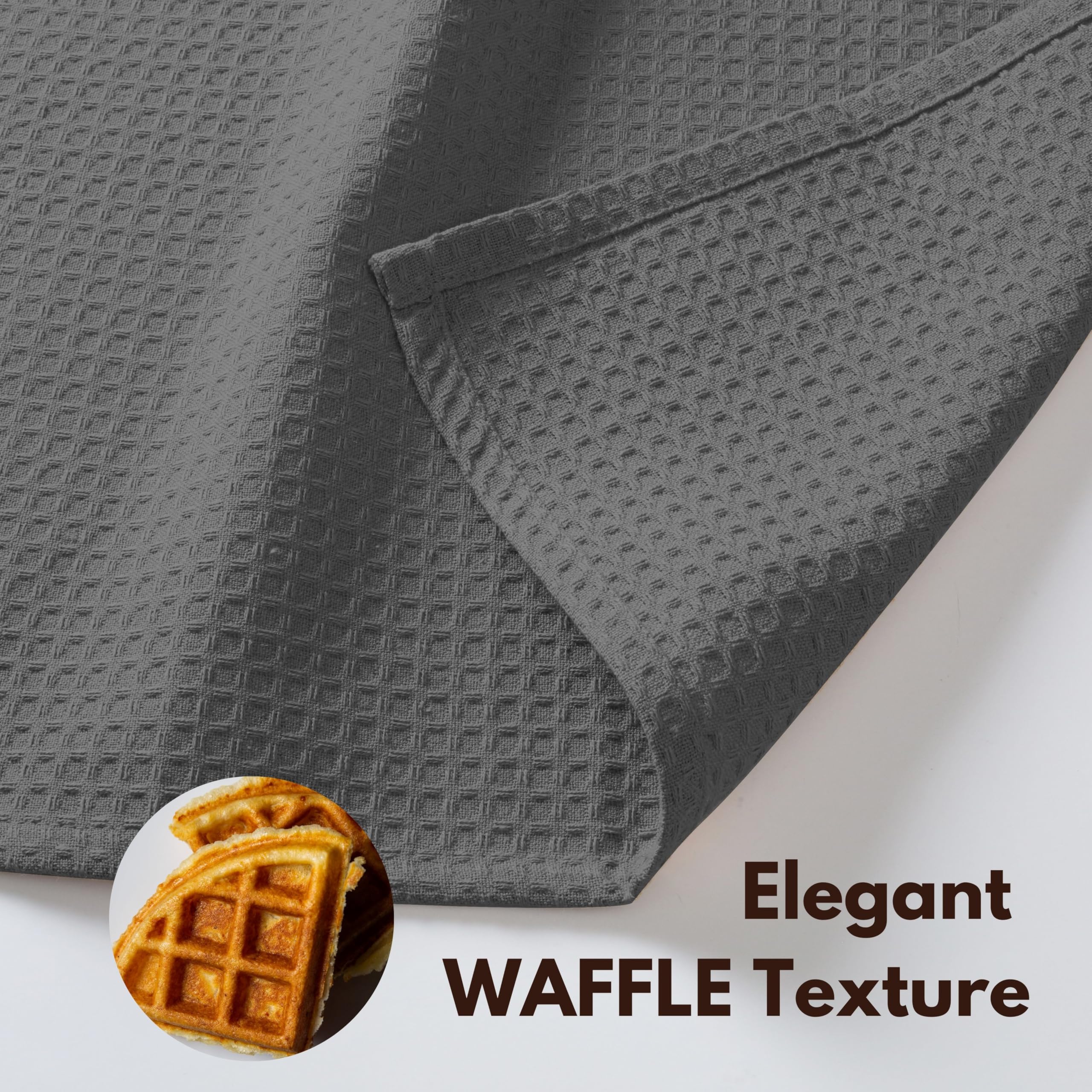 Premium 12-Pack Waffle Weave Kitchen Towels - 16x26 Inches, Soft & Absorbent Cotton Dish Cloths with Hanging Loop for Cleaning, Drying Dishes, Glassware & Countertops (Grey) - Ideal for Home Kitchen, Restaurant & Bar Use