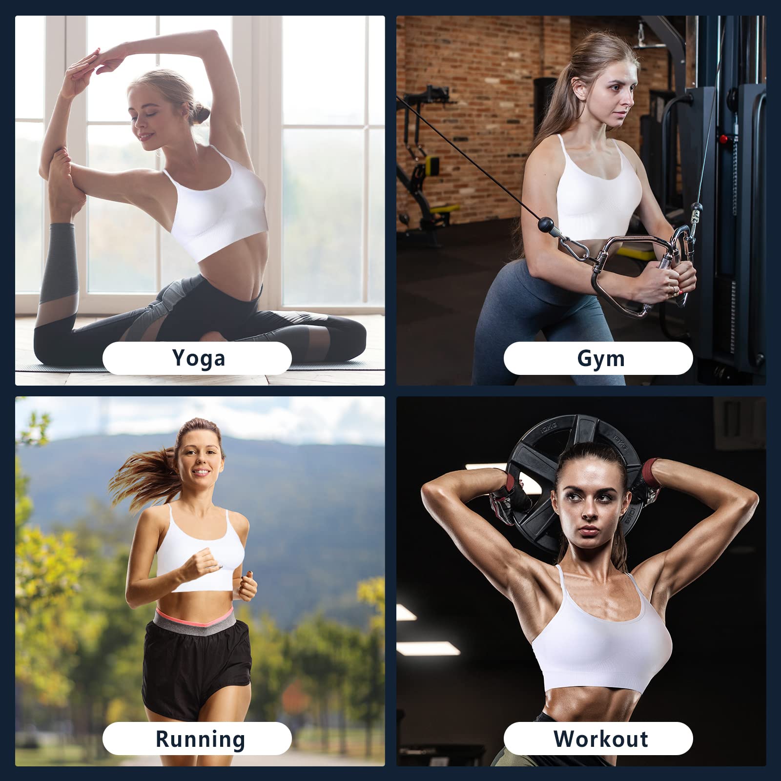 High Support Medium Impact Sports Bra for Women - Padded Strappy Workout Top - Gym, Running, Yoga & Fitness Apparel