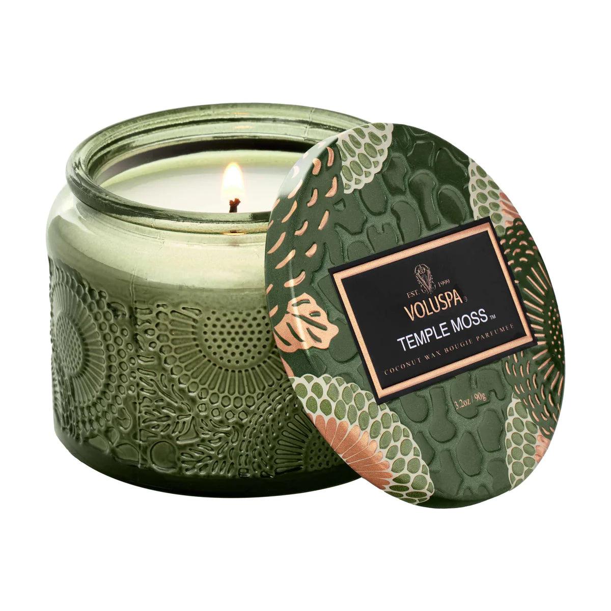 Temple Moss Petite Jar Candle - Natural Soy Wax Scented Candle for Home, Relaxation & Meditation - Perfect for Bedroom, Bath & Yoga Space