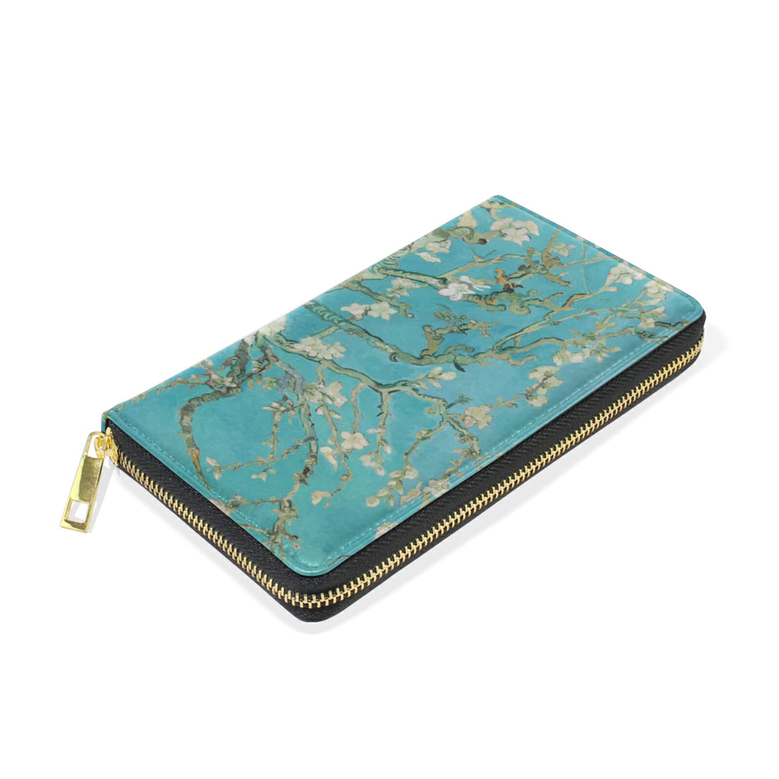 Cherry Blossom Women's Zip Around Long Wallet - PU Leather Travel Card Holder & Coin Purse Organizer with Multiple Pockets (A-07) | Perfect for Everyday Use, Travel, and Gift Giving