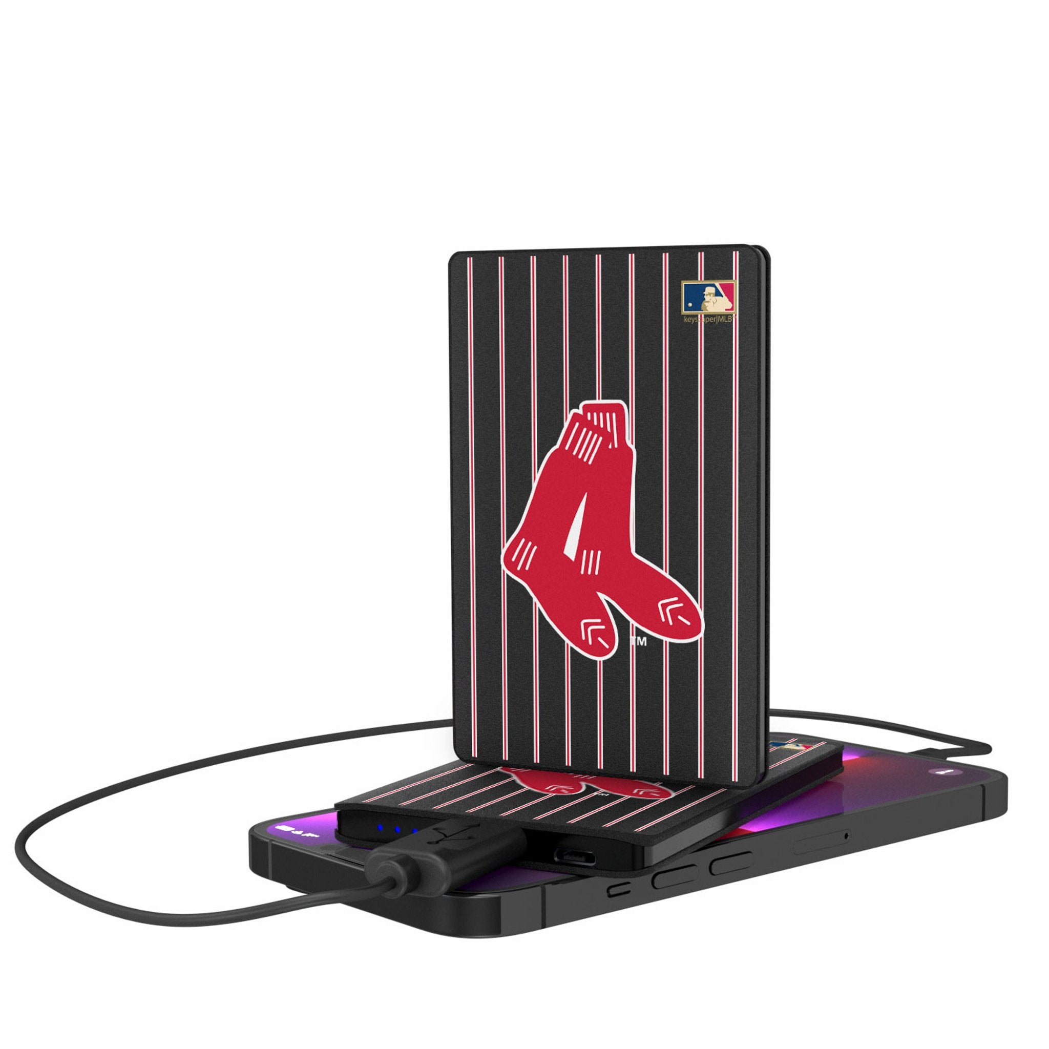 Boston Red Sox 1924-1960 Cooperstown Collection Pinstripe 2500mAh Credit Card Power Bank - Portable Charger for Baseball Fans, Travel & Emergency Power