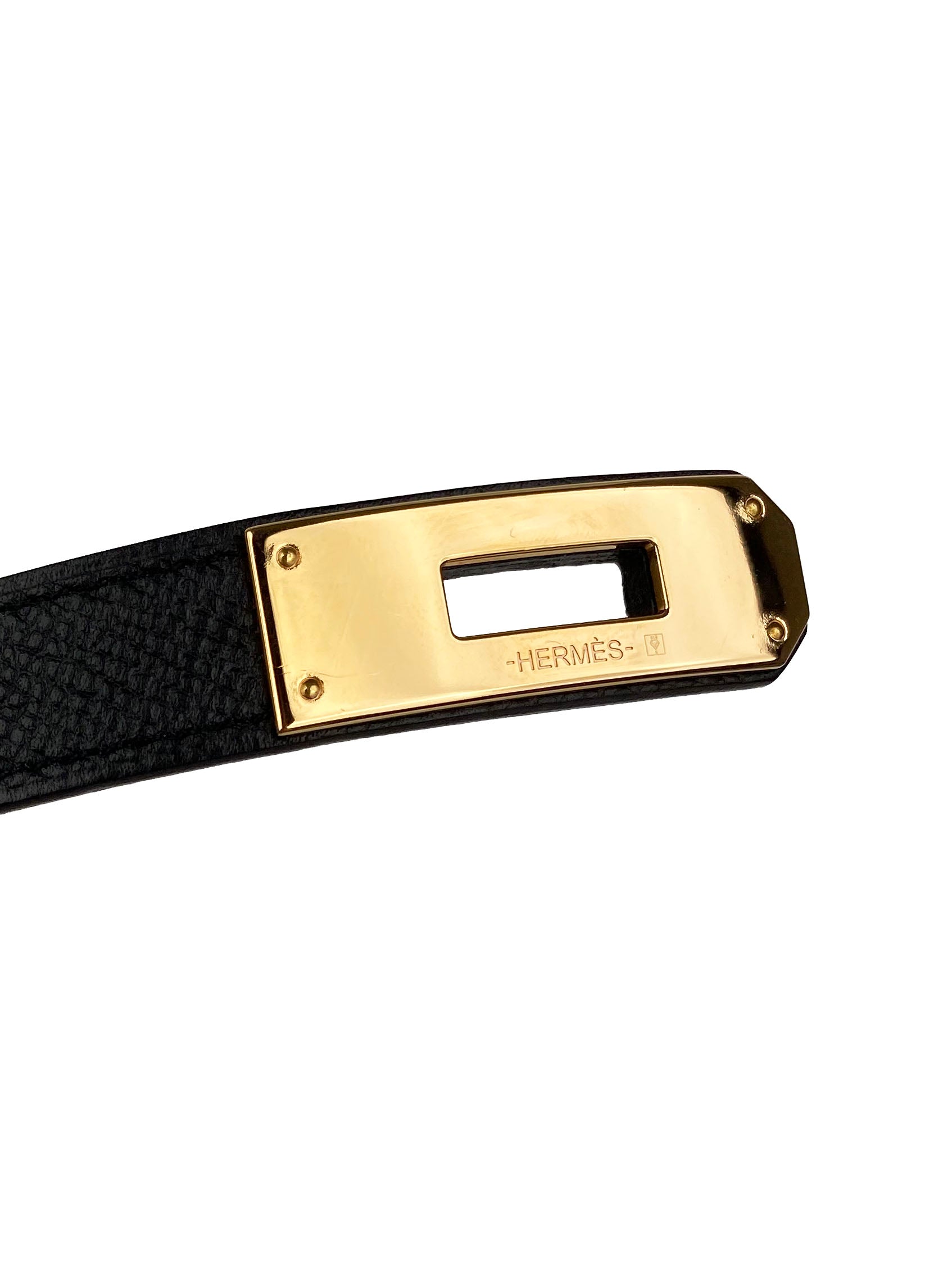 Authentic Hermes Black Kelly 18 Belt with Rose Gold Buckle - Luxury Leather Waist Belt for Women, Perfect for Office, Evening Events & Special Occasions