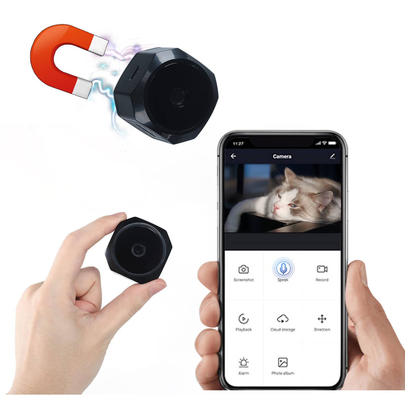 Mini Security Camera for Home - Smart WiFi 1080P HD Indoor Camera with Night Vision, Remote Wireless Rotation, IR LED Lights & Motion Detection for Android & iOS | Perfect for Baby Monitoring, Pet Watching & Home Security
