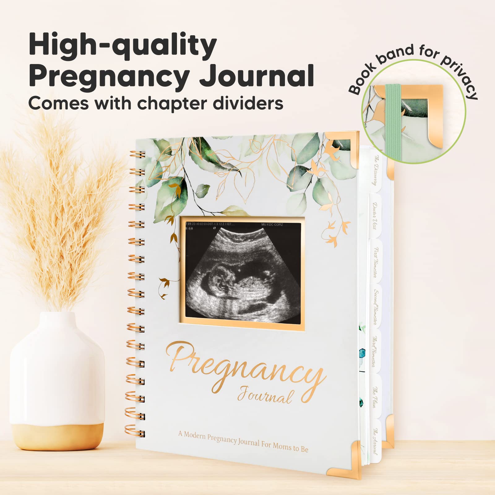 KeaBabies Pregnancy Journal & Sonogram Frames - 90pg Hardcover for Mom Gifts - Baby Shower & Gender Reveal