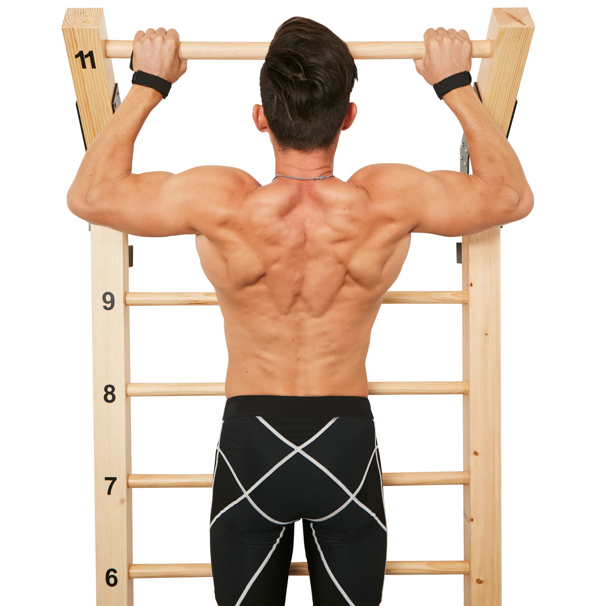 Swedish Ladder Wood Stall Bar - 11-Rung Gymnastic Equipment for Physical Therapy, Back Pain Relief & Scoliosis Exercise | Improve Range of Motion & Strength Training | Perfect for Home Gym, CrossFit & Rehabilitation