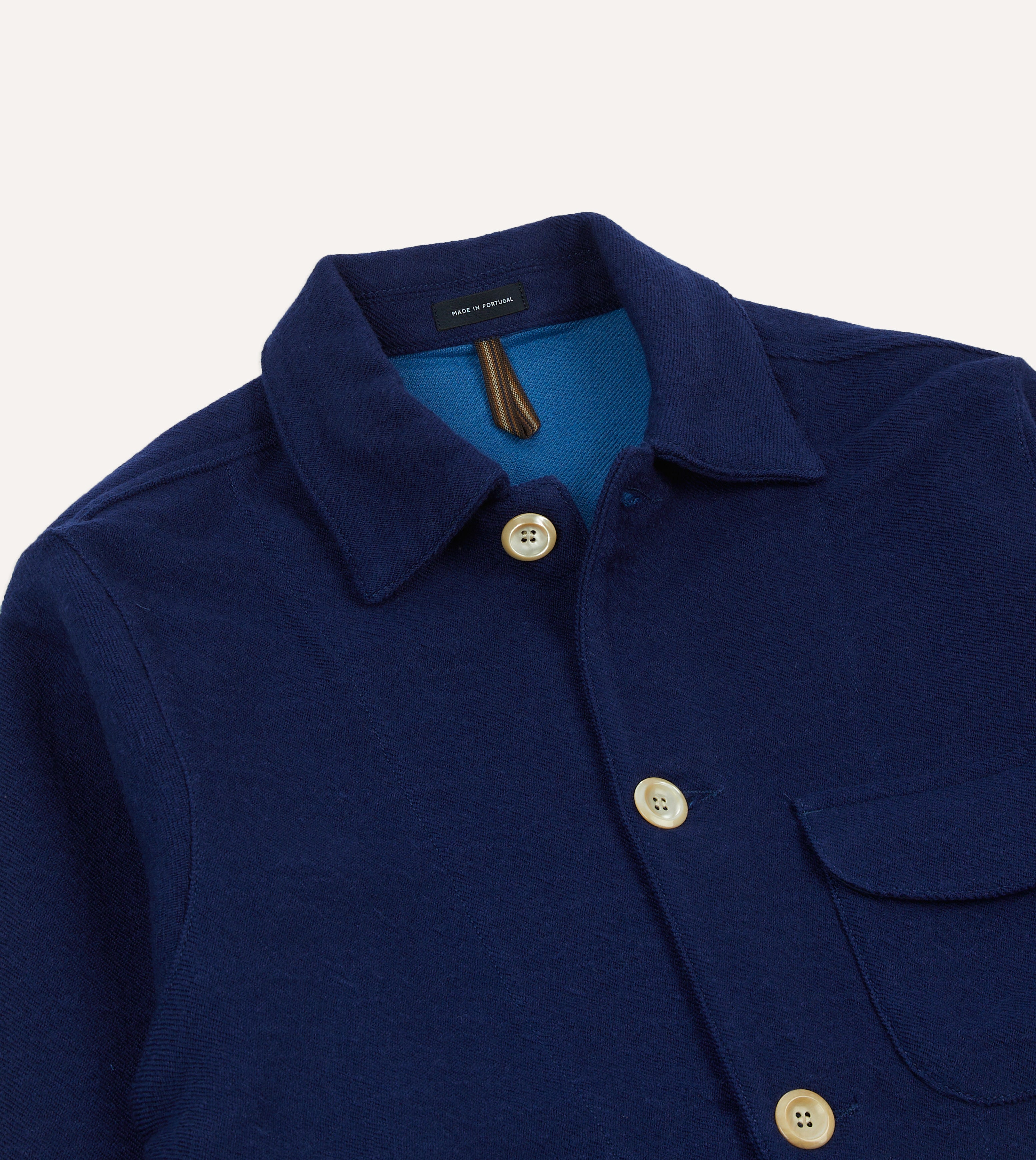 Blue Wool Linen Chore Jacket with 3 Pockets - Durable Workwear for Outdoor Activities, Gardening & Casual Wear