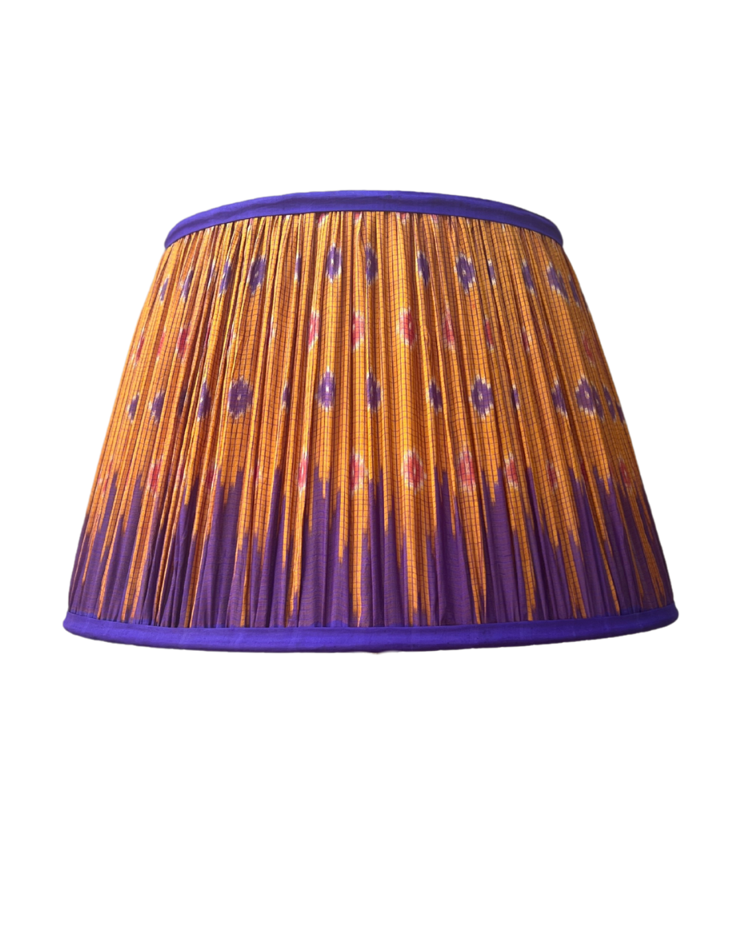 51cm Orange and Purple Silk Sari Lampshade - Elegant Handmade Home Decor for Living Room, Bedroom, or Boho Wedding Decorations