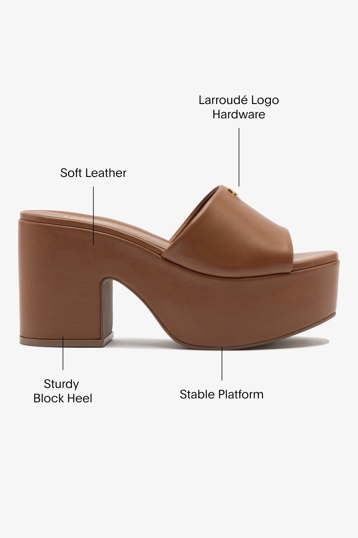 Premium Miso Platform Mule Shoes in Caramel Leather - Comfortable Women's Slip-On Loafers for Casual Outings & Office Wear