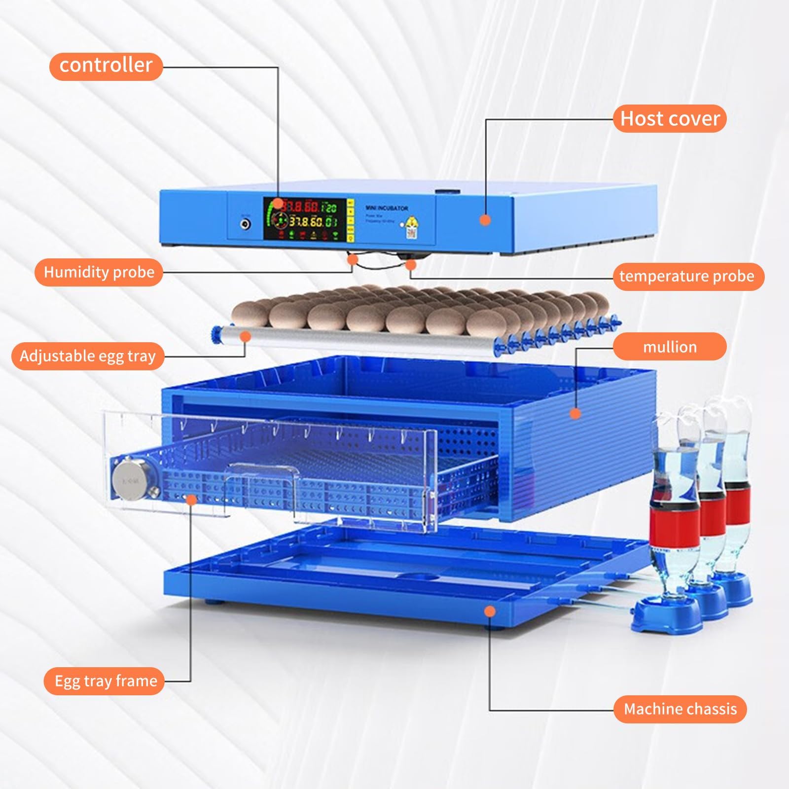 192 Eggs Poultry Incubator with Auto Turner & Temperature Control - Automatic Dual Power Hatching Machine for Chicken, Duck, Goose, Quail Eggs - Perfect for Home Farms, Hatcheries & Backyard Poultry Breeding (Includes Egg Candler & Ventilation System)