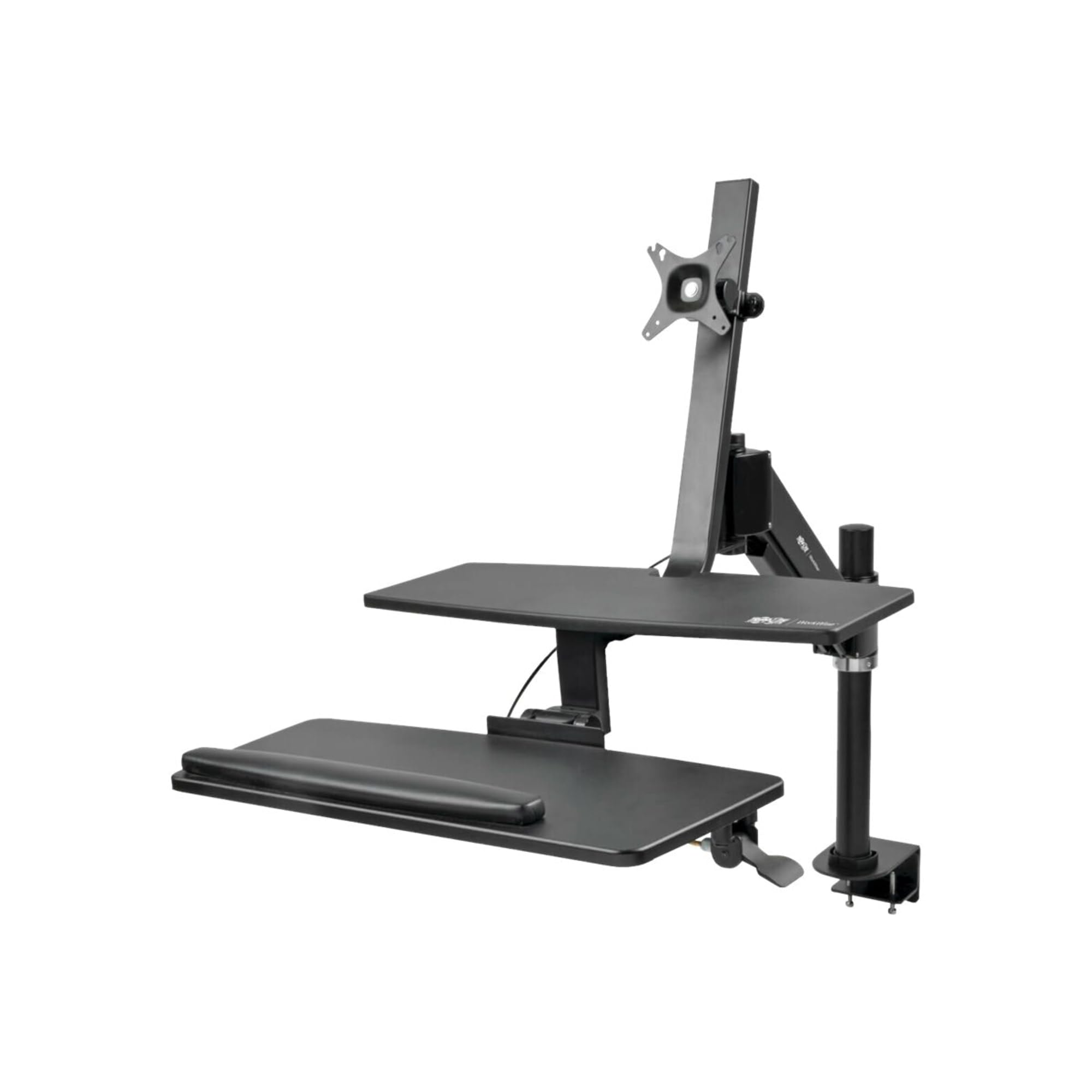 Tripp Lite Adjustable Sit Stand Desktop Workstation - Ergonomic Clamp-On Standing Desk Converter for Home & Office Workspace | Perfect for Computer, Laptop & Monitor Setup