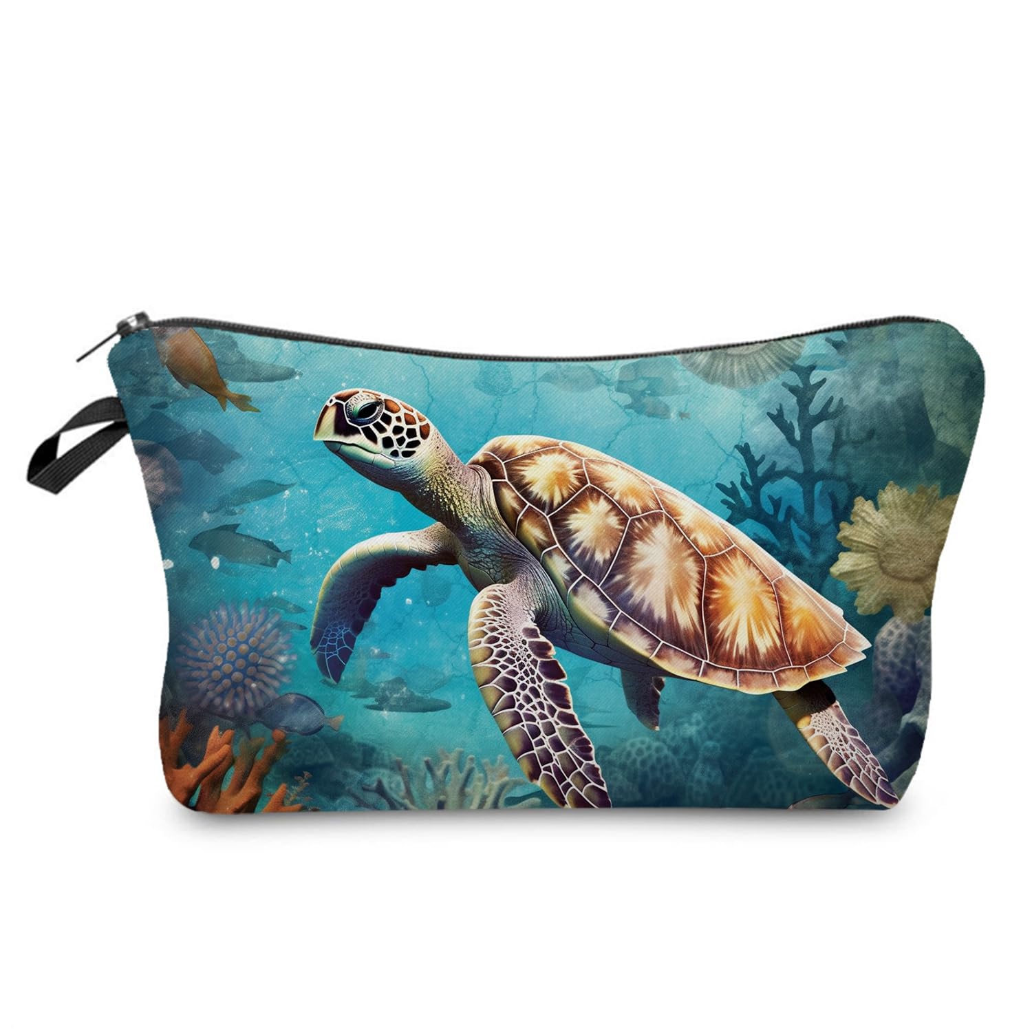 Cute Sea Turtle Makeup Bag - Small Travel Toiletry Organizer with Zipper Pouch - Perfect Cosmetic Bag for Turtle Lovers - Ideal Birthday & Christmas Gift for Women & Friends - Great for Travel, Beach Trips & Daily Makeup Storage