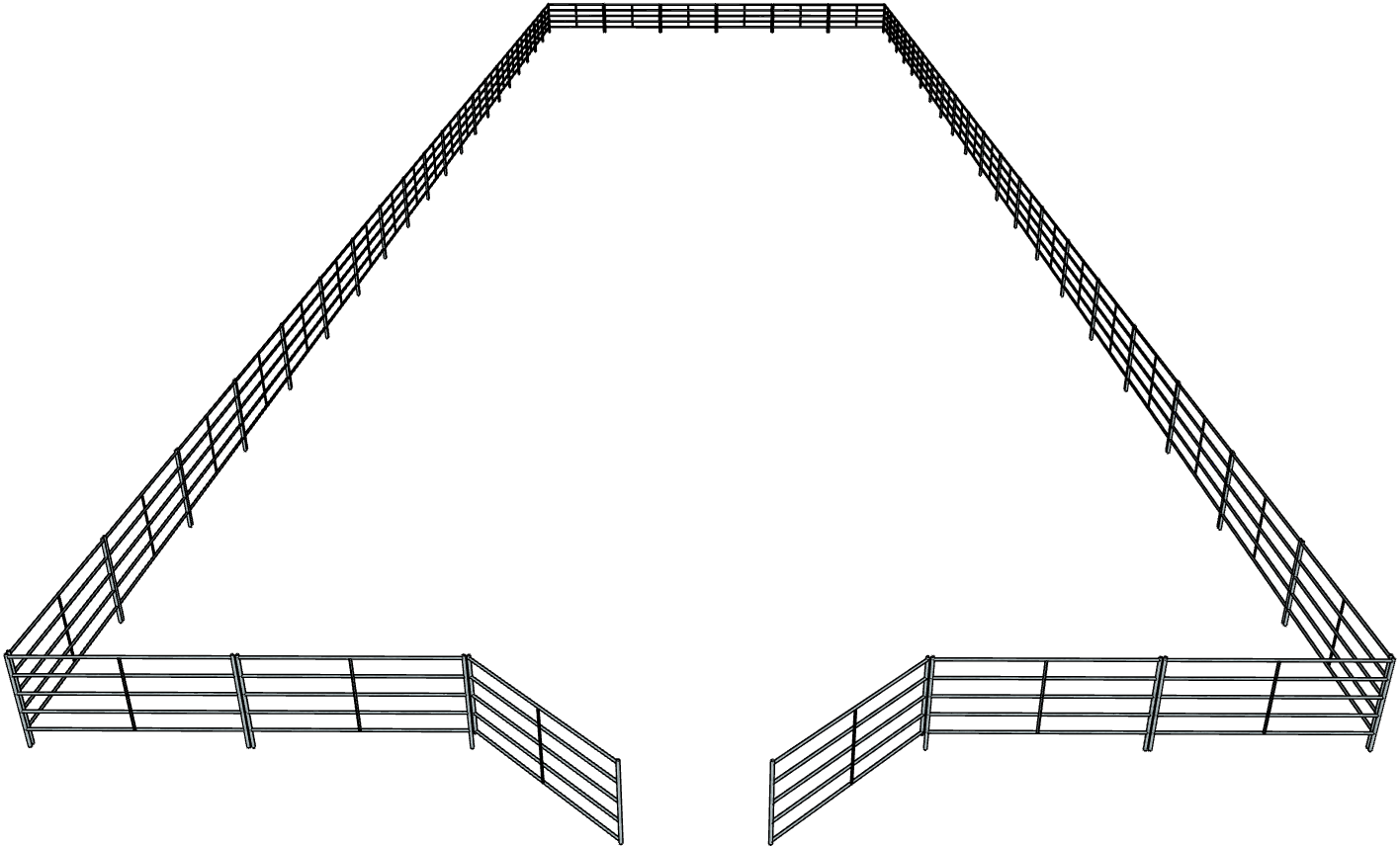 60ft x 200ft Galvanized Steel 5-Rail Horse Riding Arena Fence - Durable Outdoor Equestrian Training & Show Jumping Facility